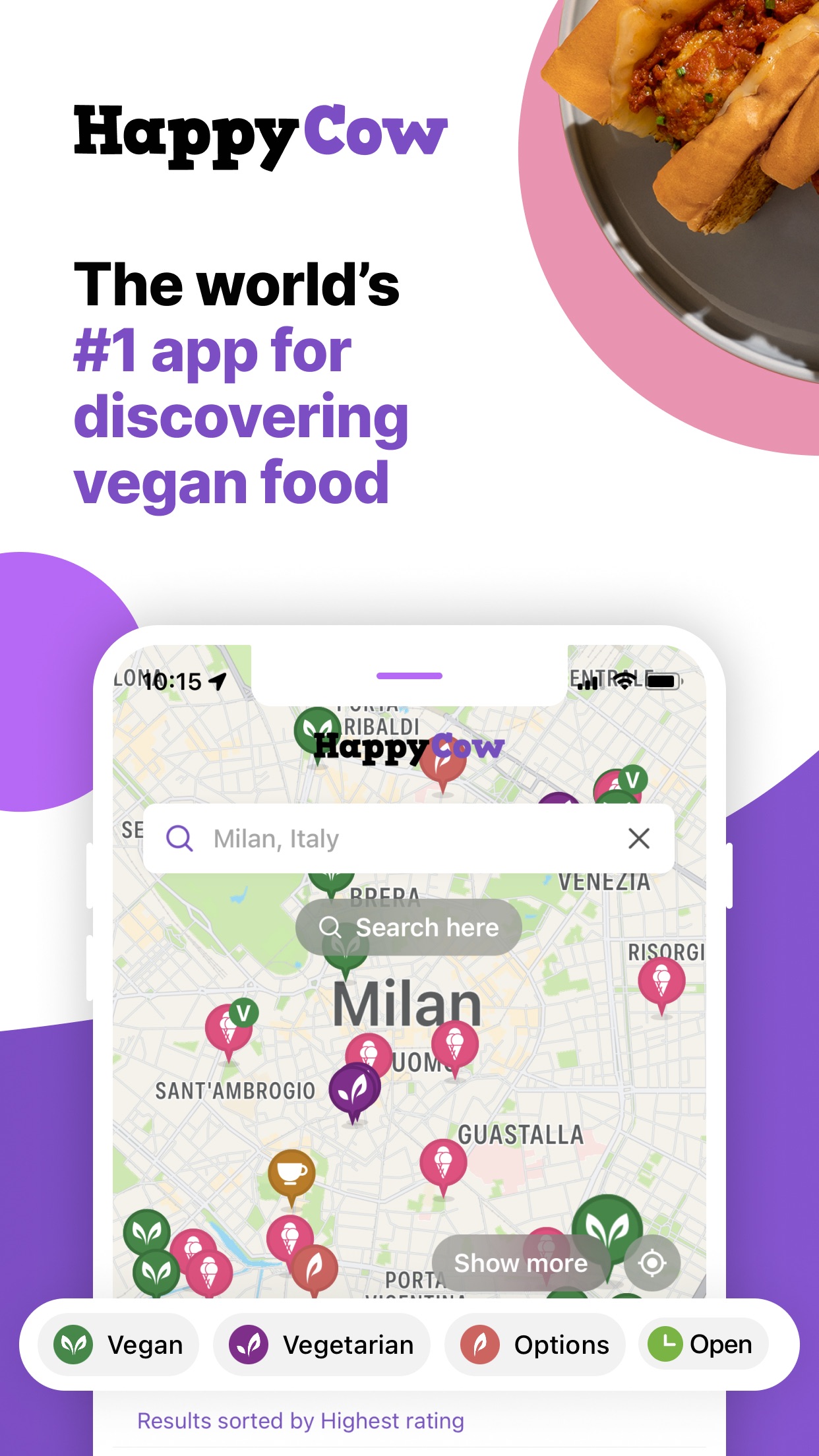 Captura de ecrã 1 da app HappyCow - Vegan Food Near You