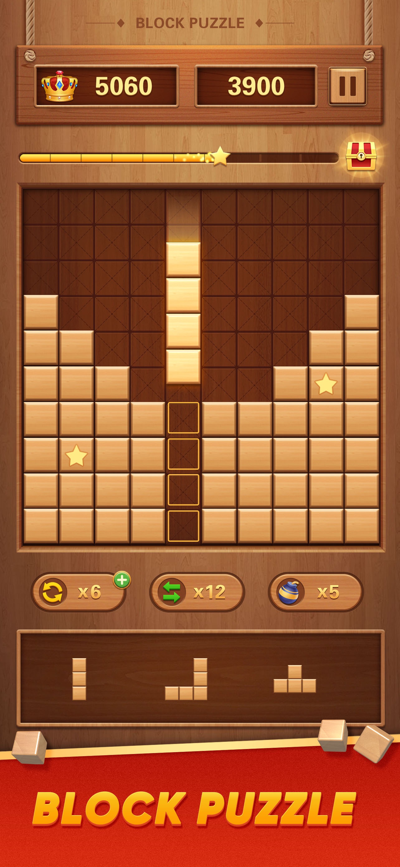 Captura de ecrã 1 da app Block Puzzle Wood Blast