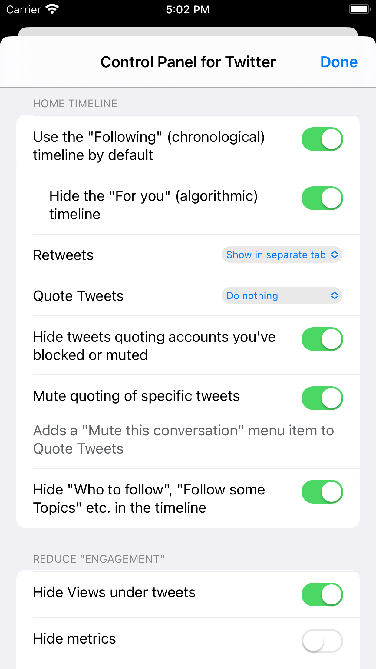 Captura de ecrã 4 da app Control Panel for Twitter