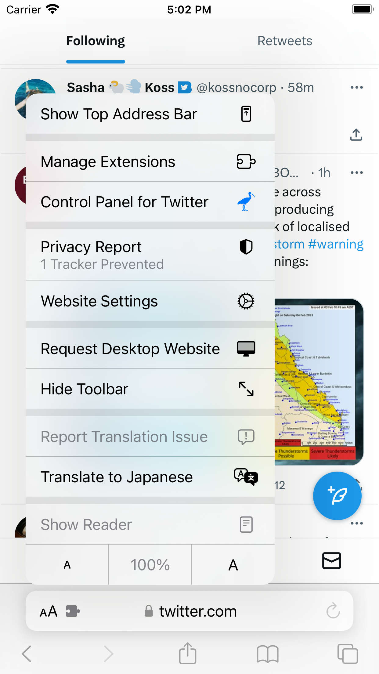 Captura de ecrã 2 da app Control Panel for Twitter