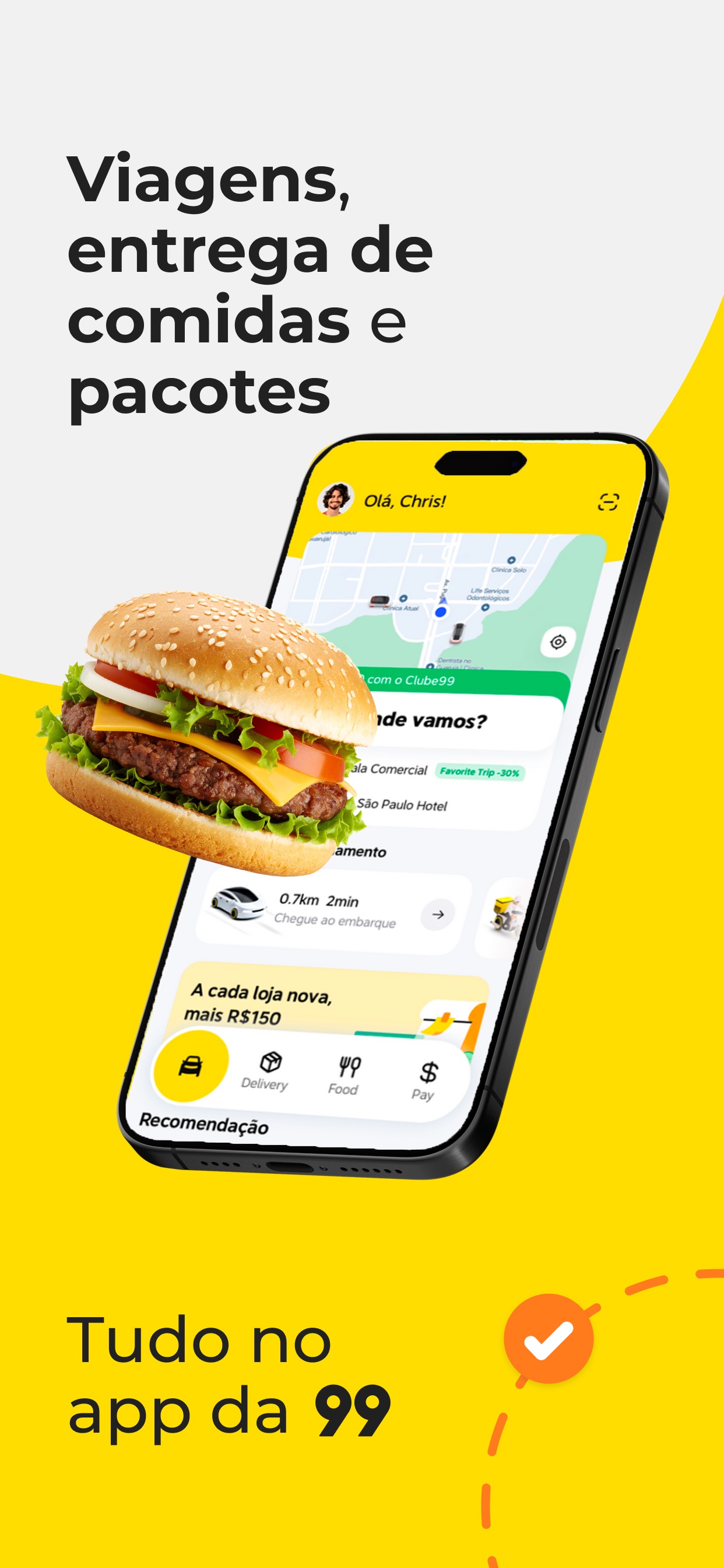 Captura de ecrã 1 da app 99: Corridas, Food, Pay