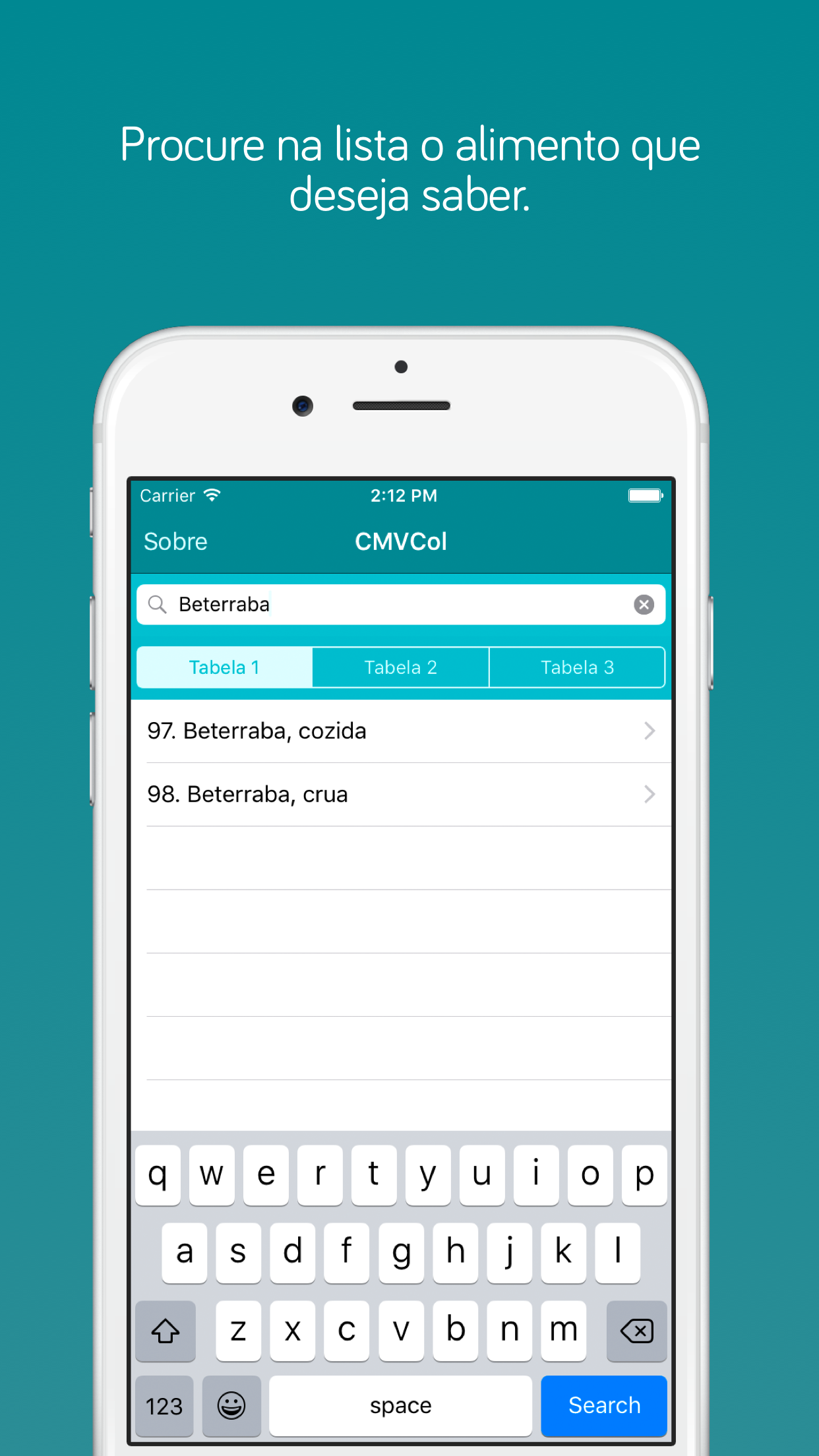 Captura de ecrã 2 da app Tabela Taco