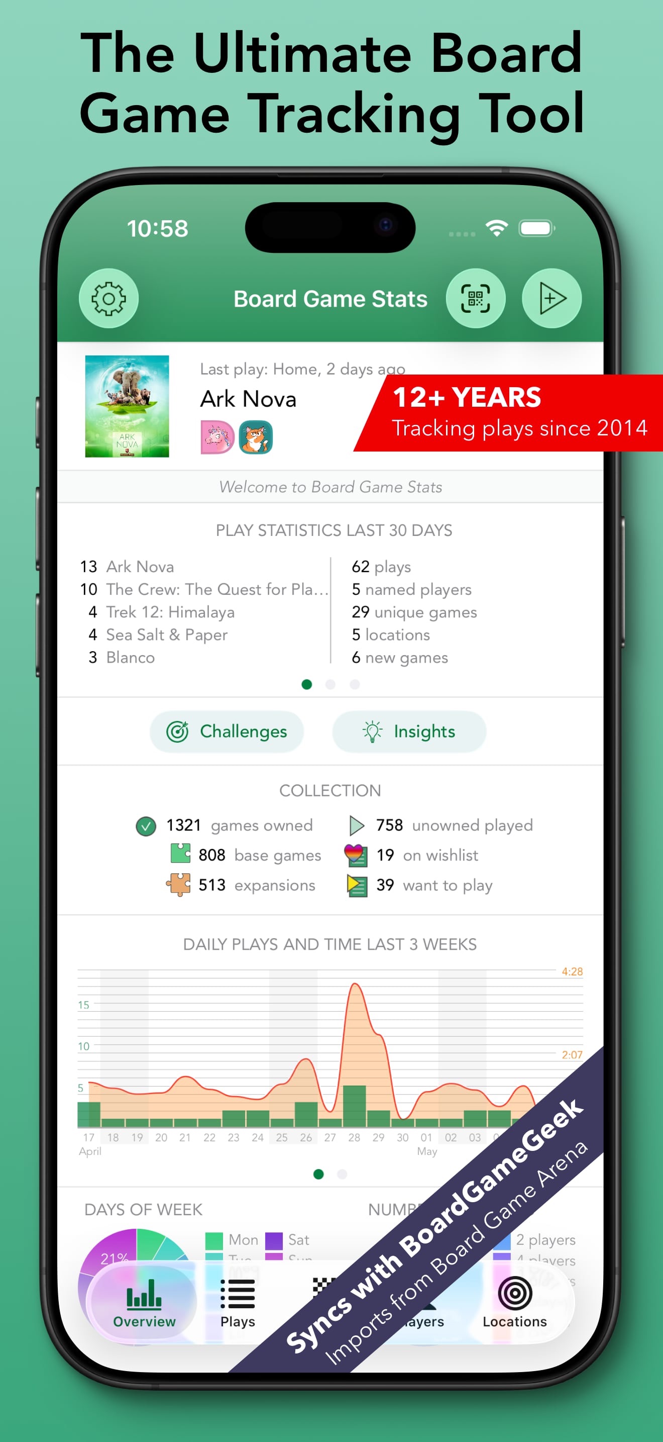Captura de ecrã 1 da app Board Game Stats