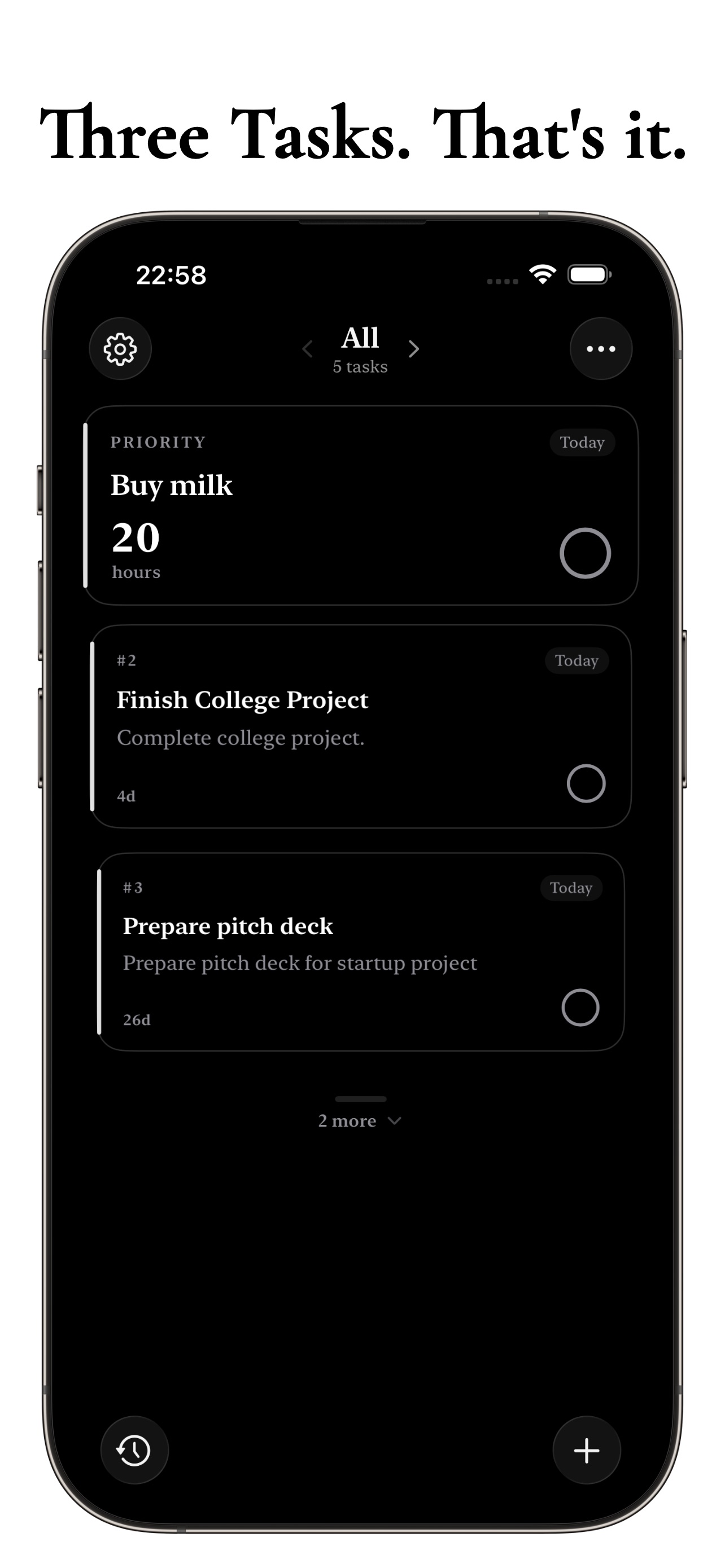 Captura de ecrã 3 da app Top3Tasks - Focus your time