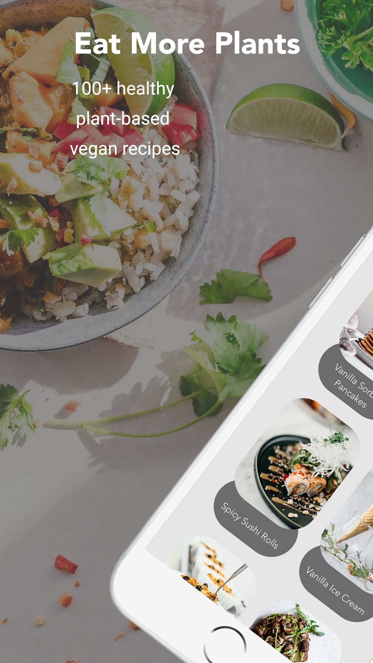 Captura de ecrã 1 da app EatMorePlants – Vegan Recipes