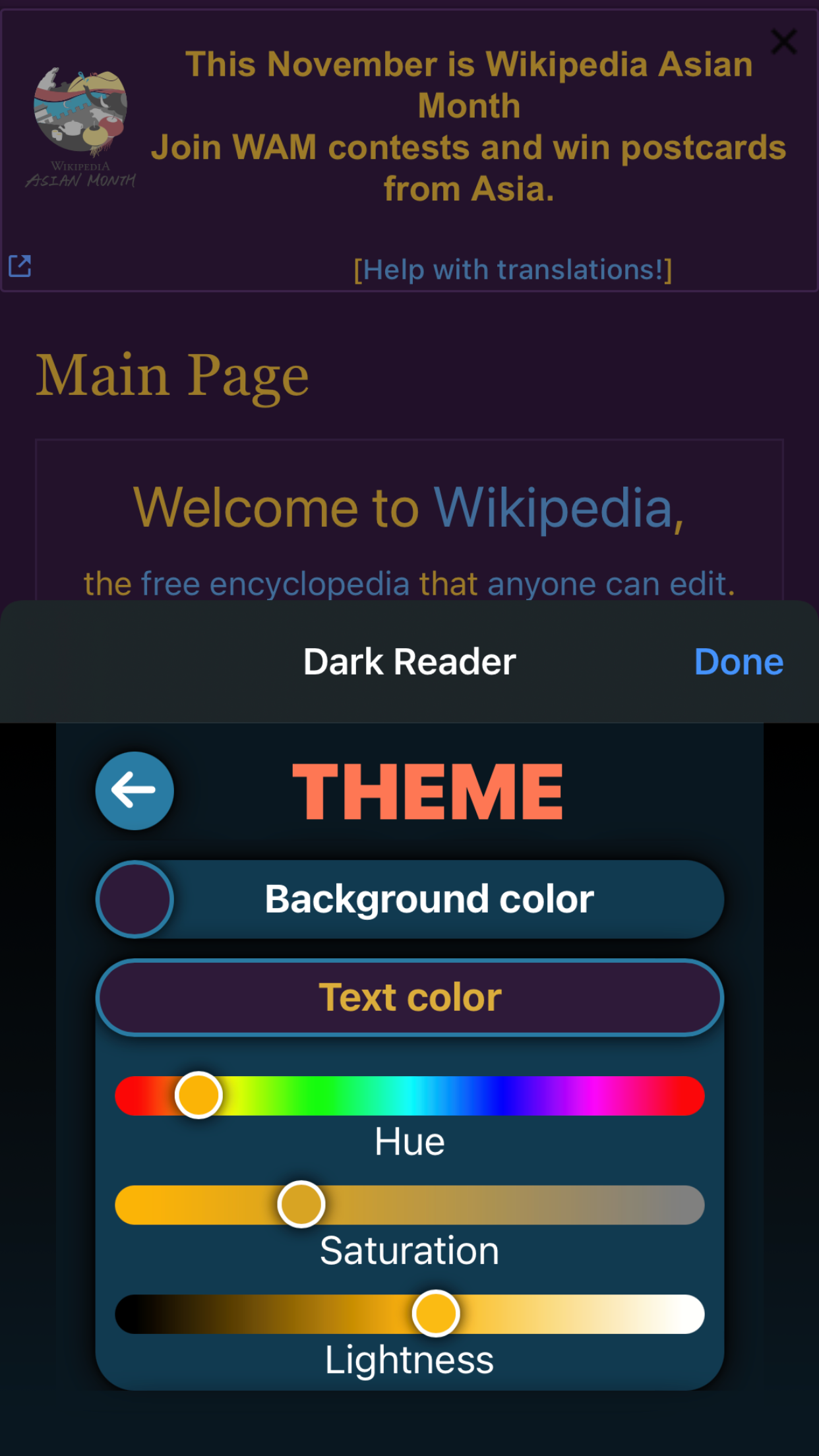 Captura de ecrã 4 da app Dark Reader for Safari