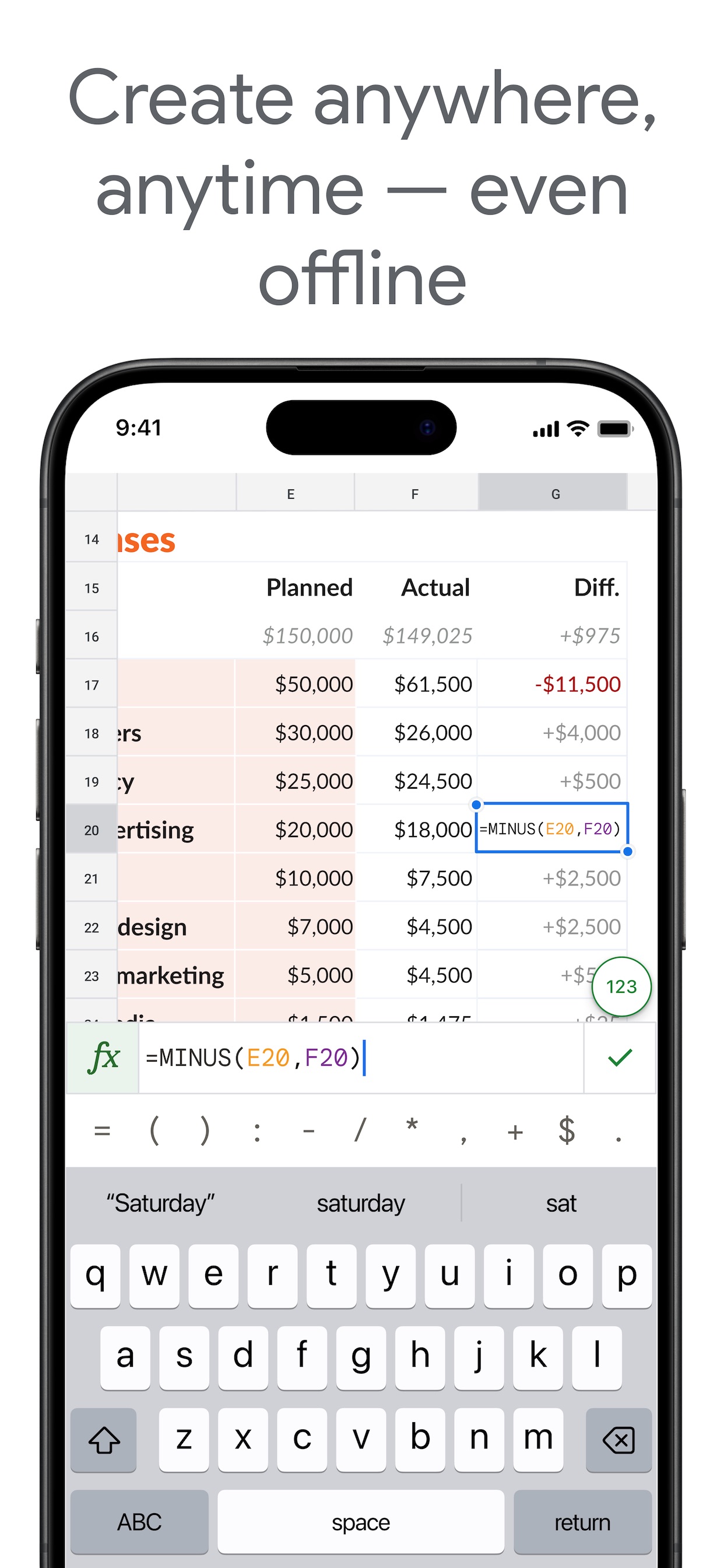 Captura de ecrã 2 da app Google Sheets