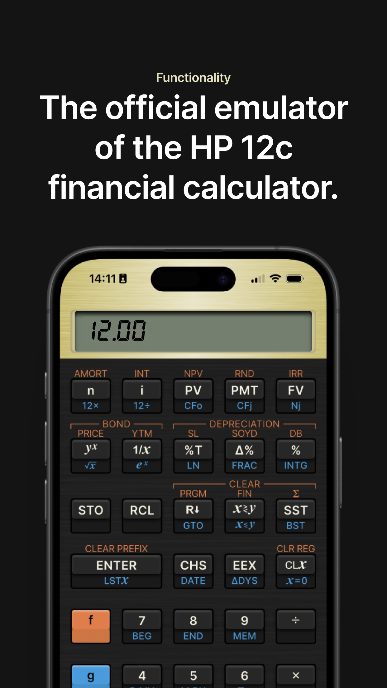 Captura de ecrã 1 da app HP 12c Financial Calculator