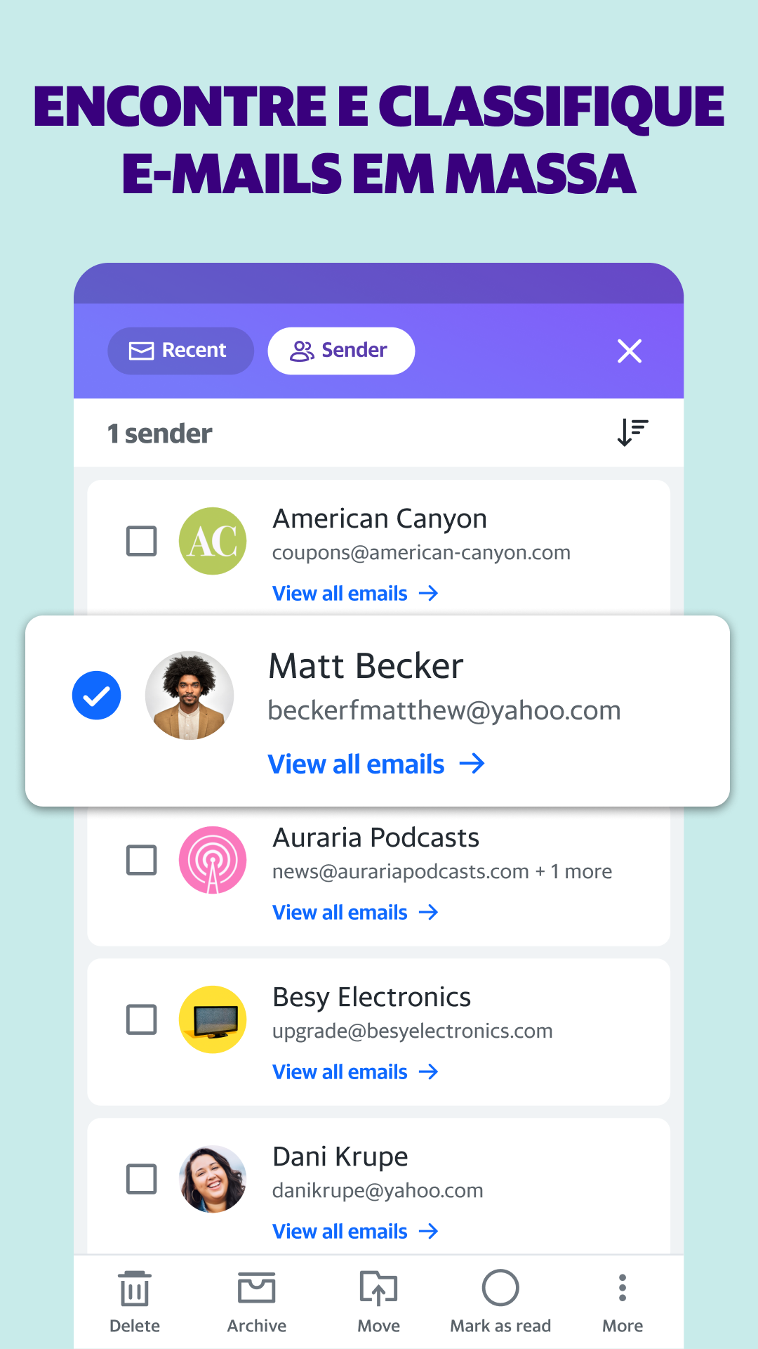 Captura de ecrã 3 da app Yahoo Mail - Organize-se