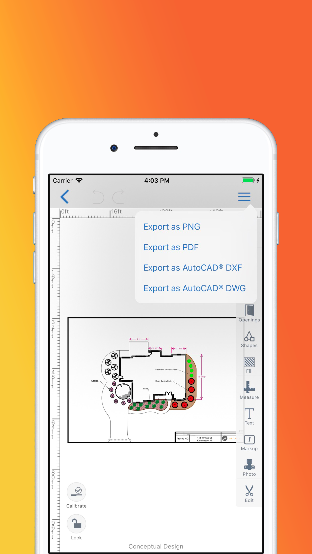 Captura de ecrã 2 da app ArcSite: Plantas e CAD