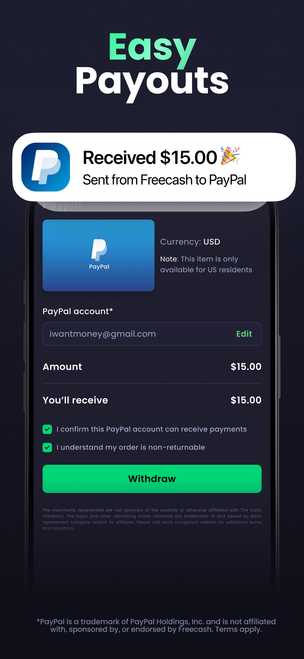 Captura de ecrã 4 da app Freecash - Get Paid Real Money