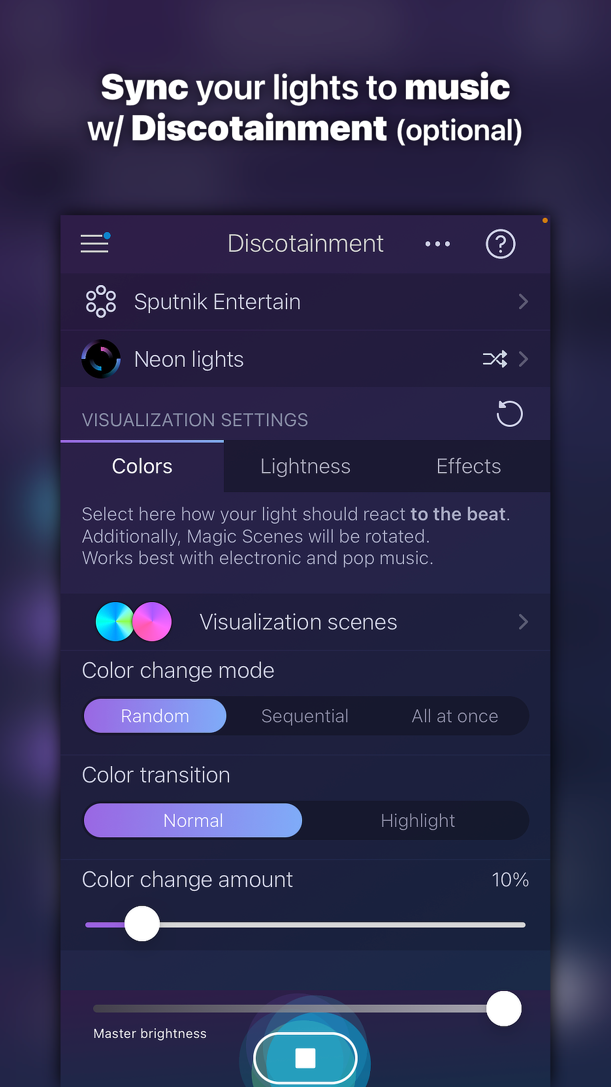 Captura de ecrã 3 da app iConnectHue for Philips Hue