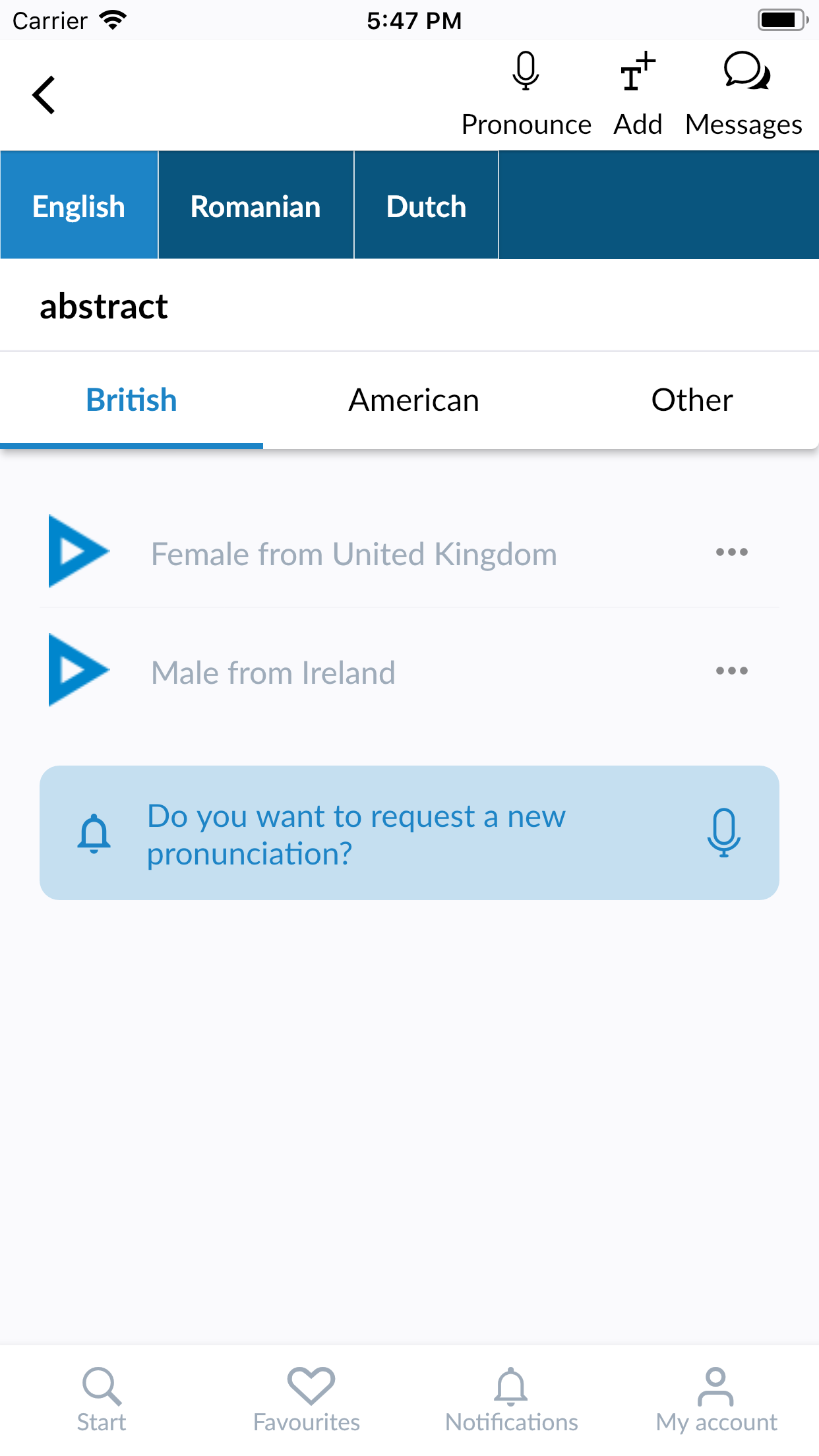 Captura de ecrã 3 da app Forvo Pronunciation