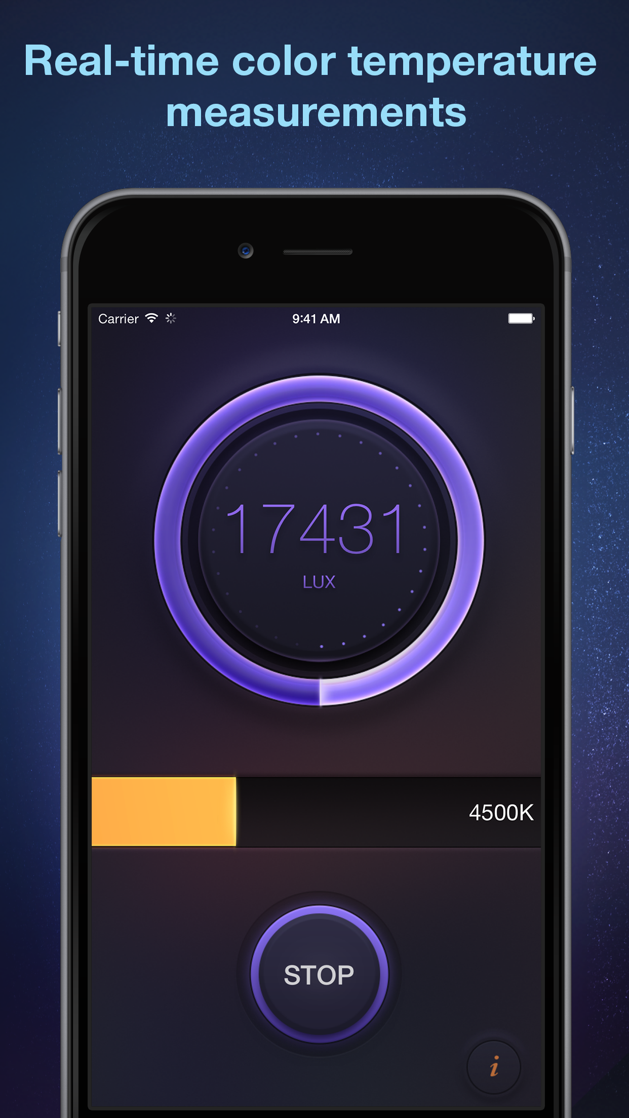 Captura de ecrã 4 da app Lux Meter - light measurement tool for measuring lumens, foot candles, lx and light temperature