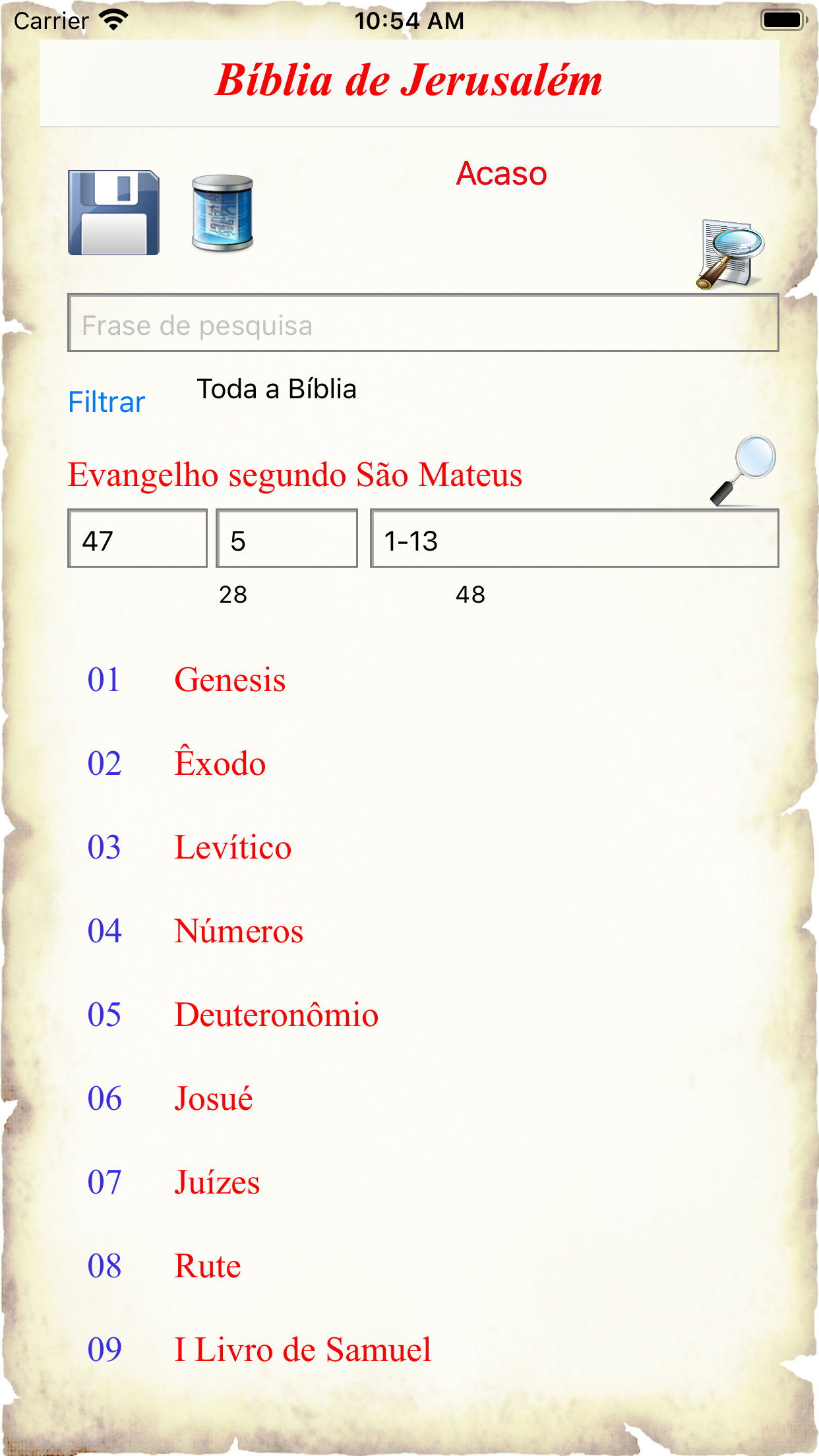 Captura de ecrã 1 da app Biblia de Jerusalem Portoghese