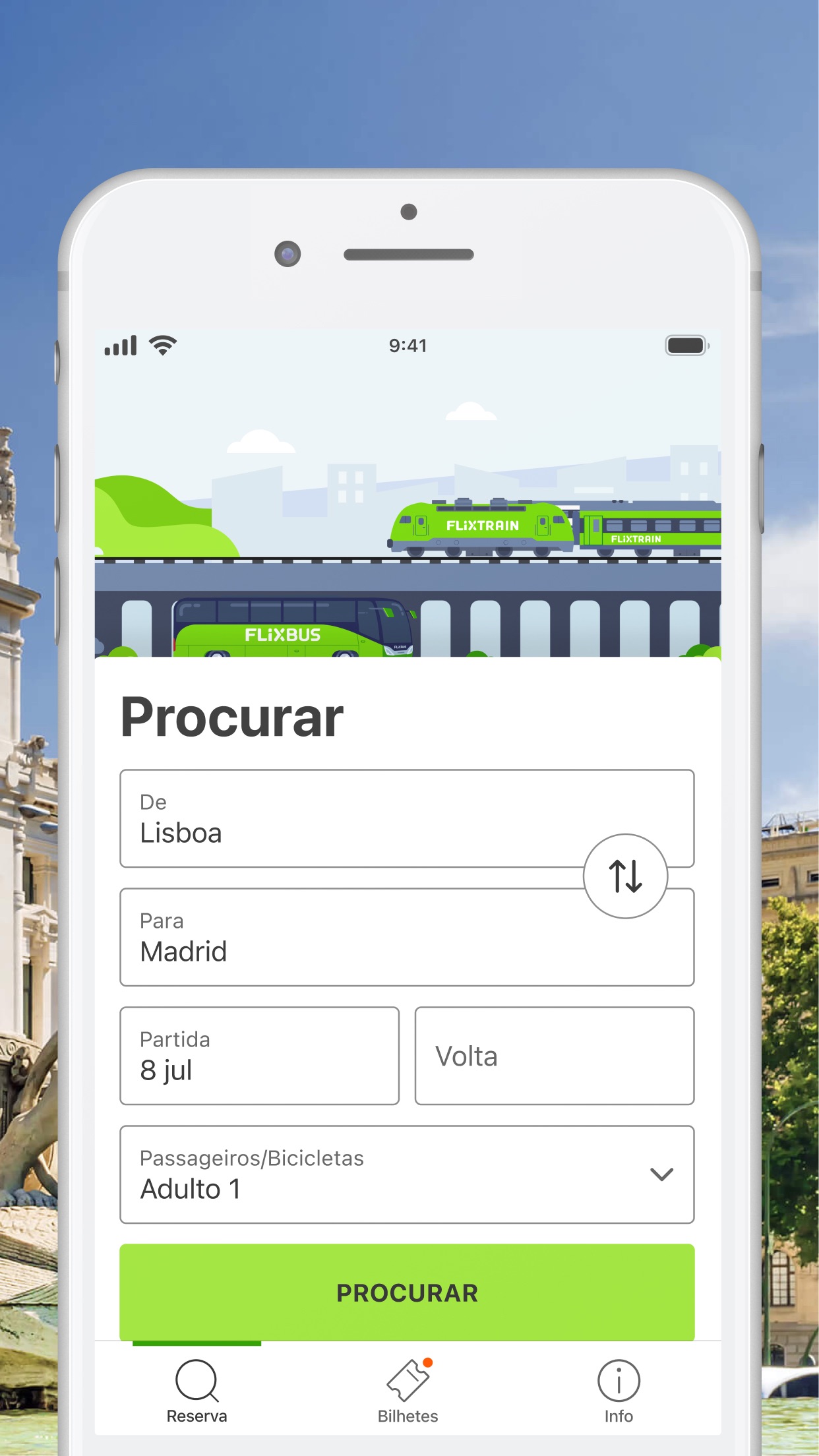 Captura de ecrã 2 da app FlixBus: Bilhetes de Autocarro