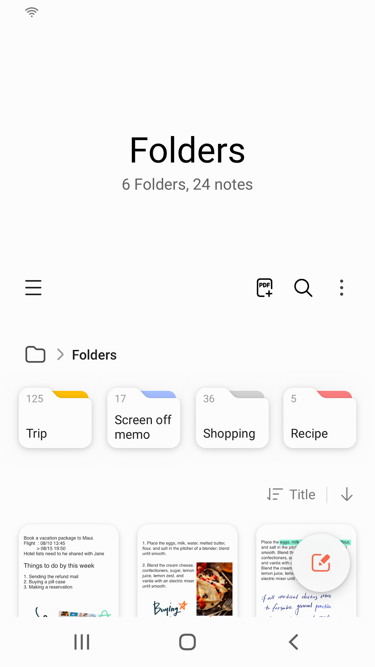 Captura de ecrã 1 da app Samsung Notes