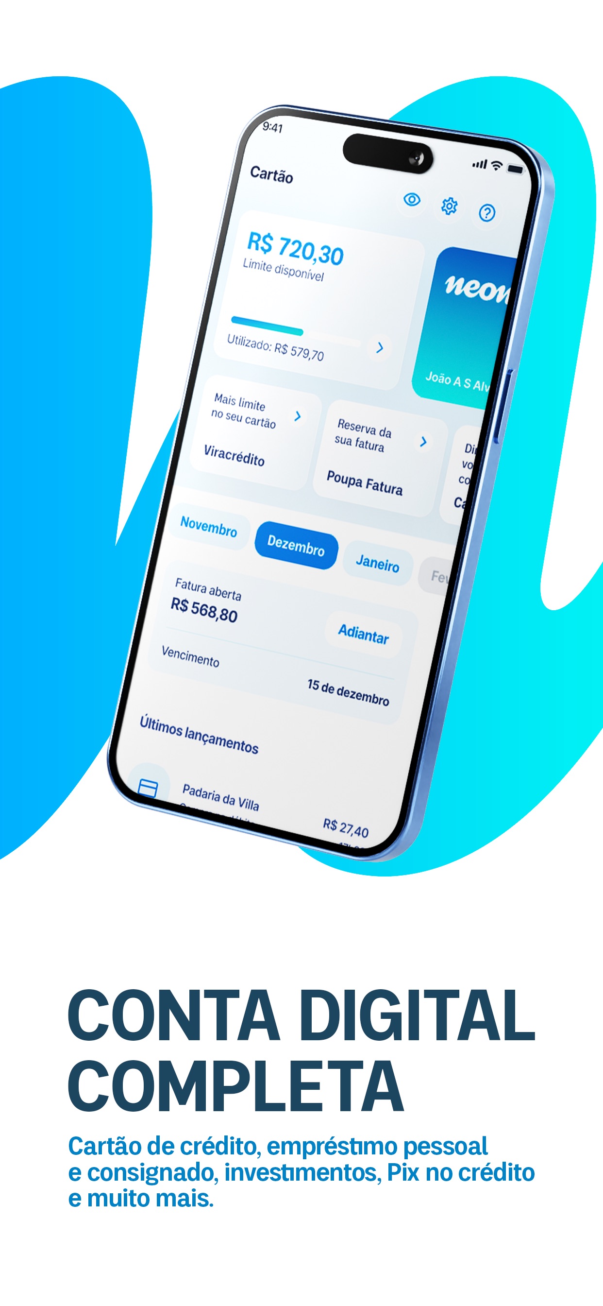 Captura de ecrã 2 da app Neon: cartão de crédito