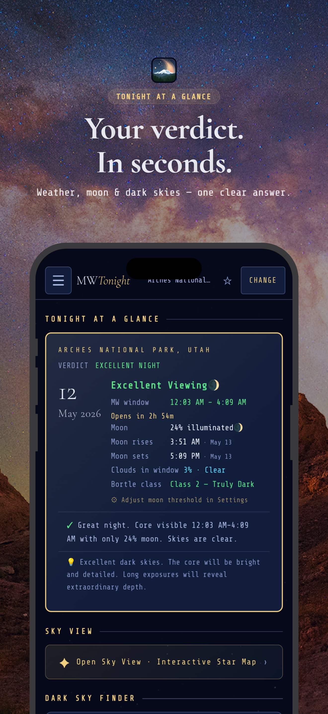 Captura de ecrã 2 da app Milky Way Tonight