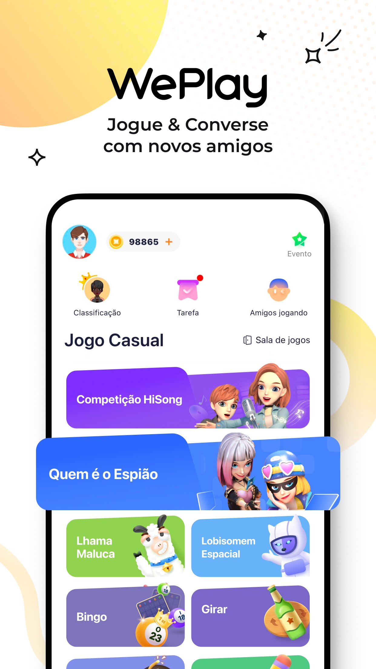 Captura de ecrã 1 da app WePlay - Jogos e Chat