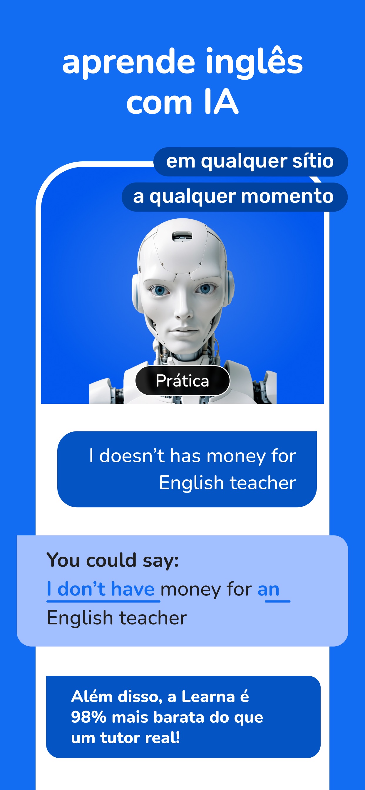 Captura de ecrã 3 da app Learna AI: Aprendendo Idiomas
