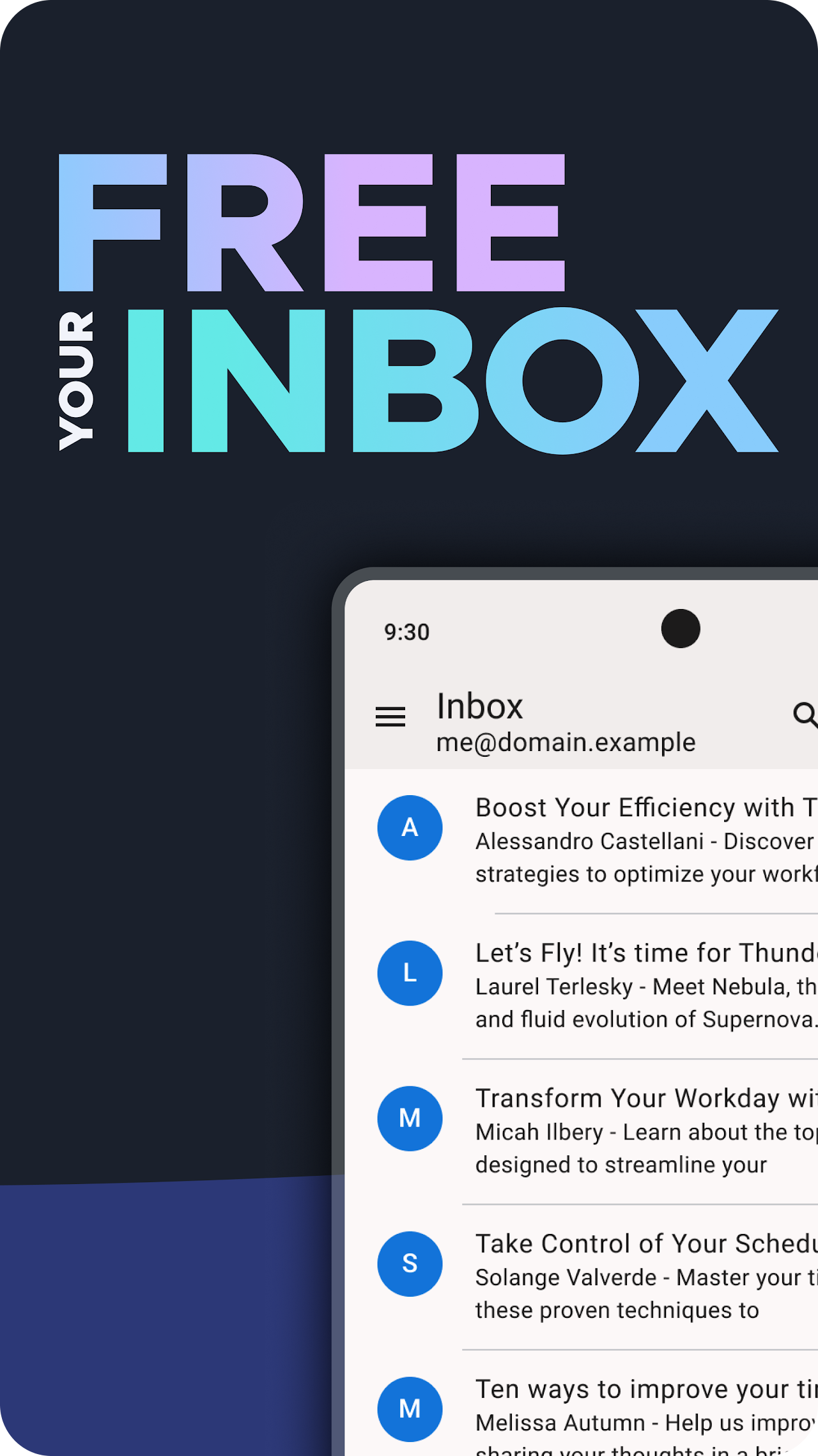 Captura de ecrã 1 da app Thunderbird: Free Your Inbox