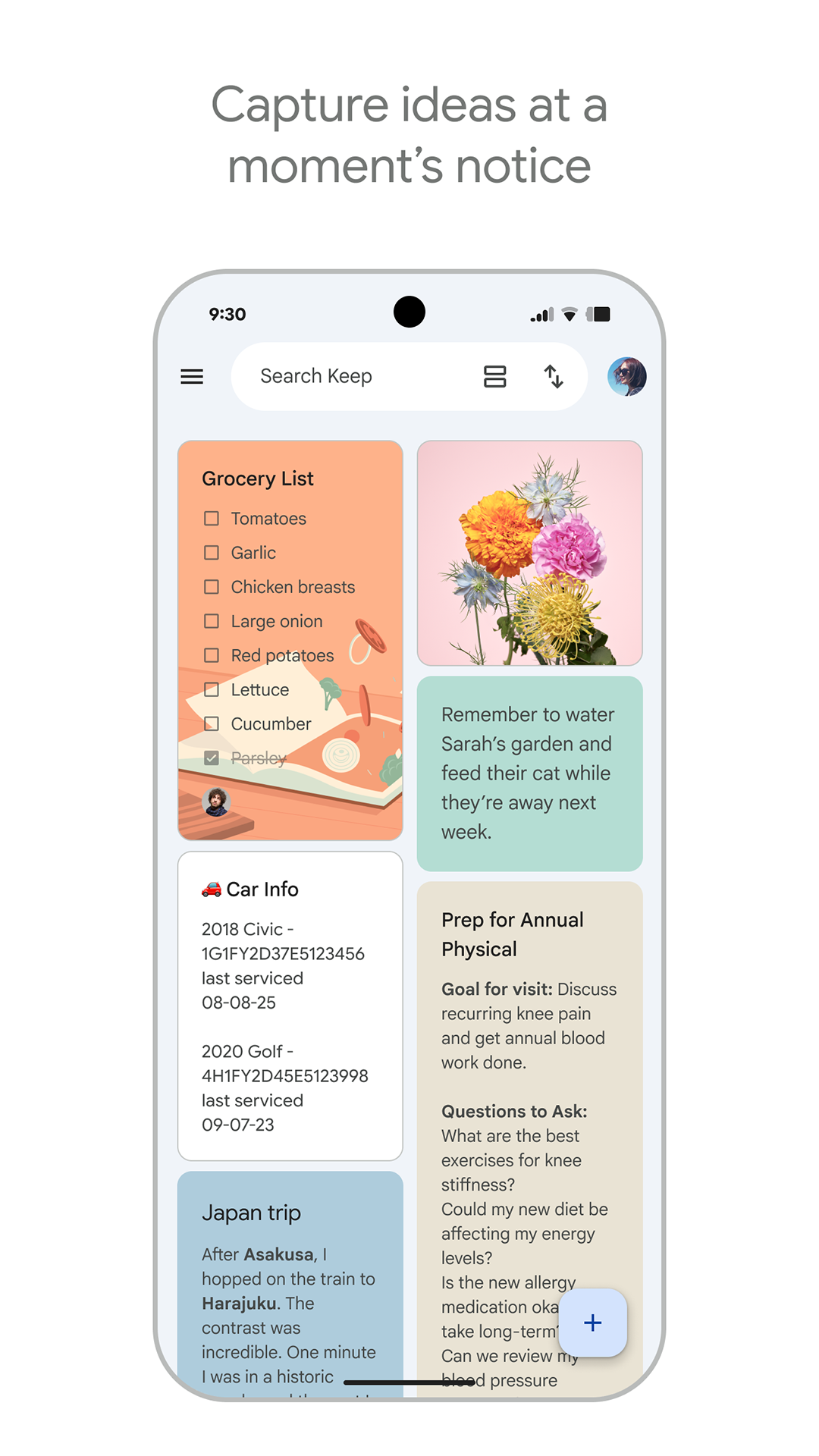 Captura de ecrã 1 da app Google Keep: notas e listas
