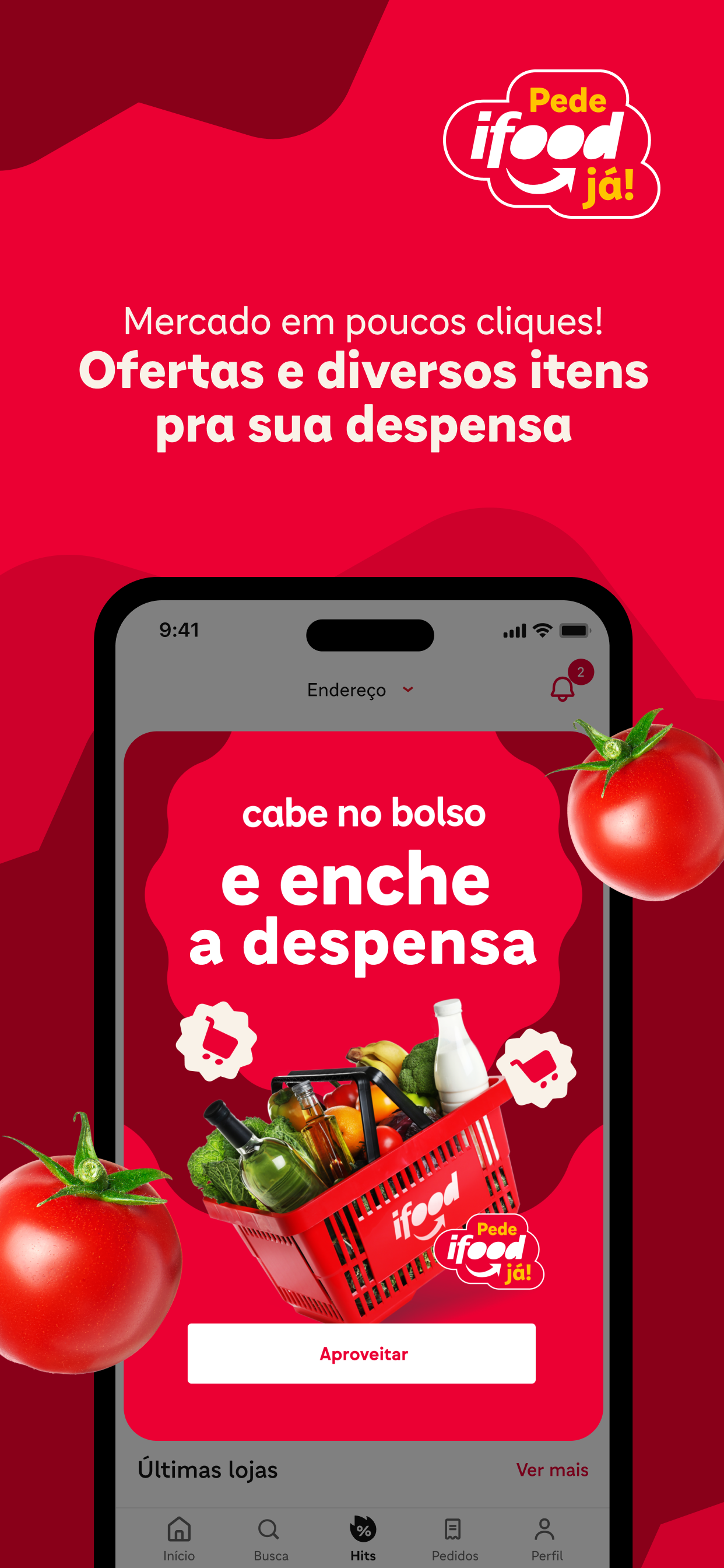 Captura de ecrã 2 da app iFood comida e mercado em casa