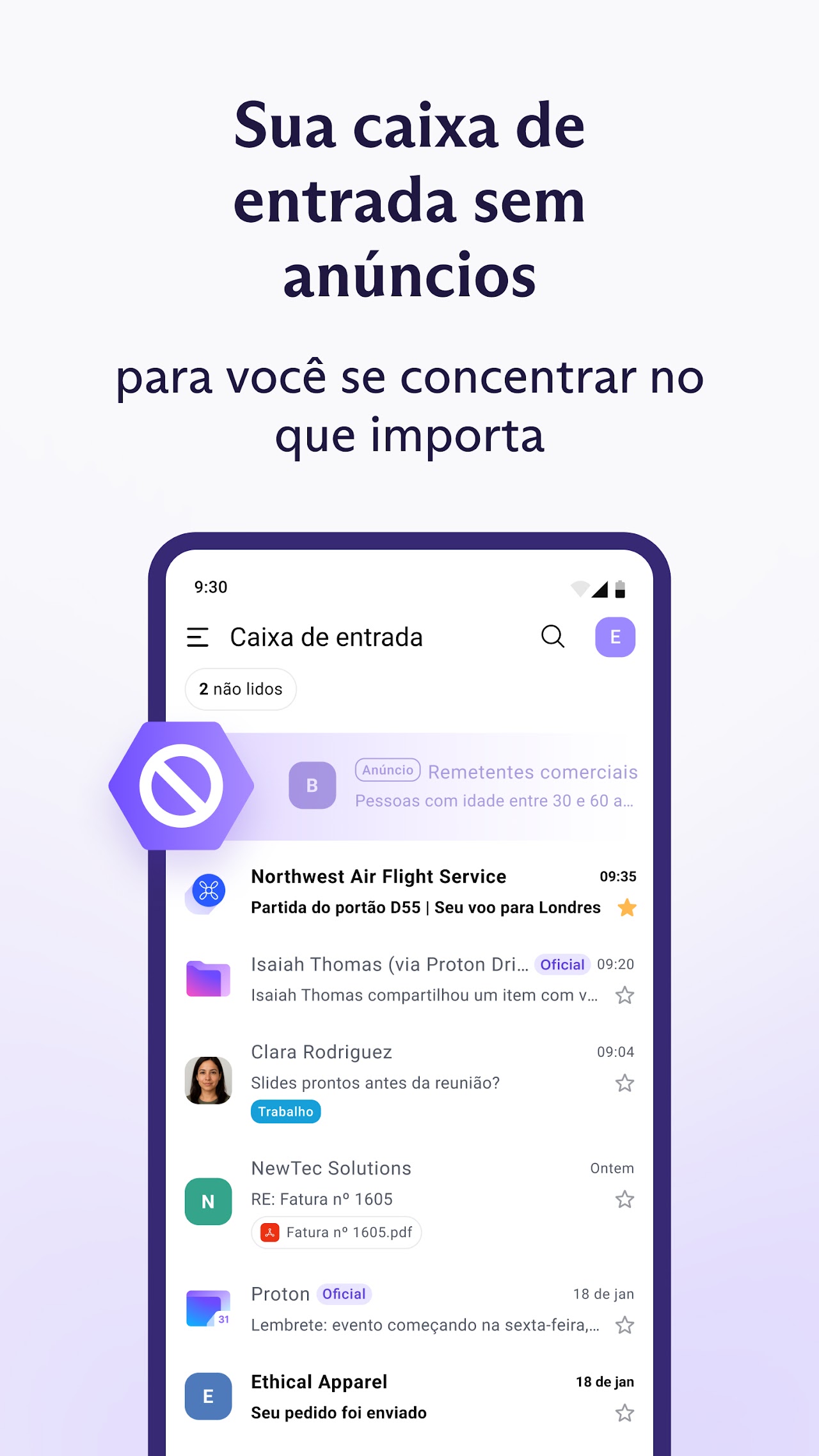Captura de ecrã 3 da app Proton Mail criptografado