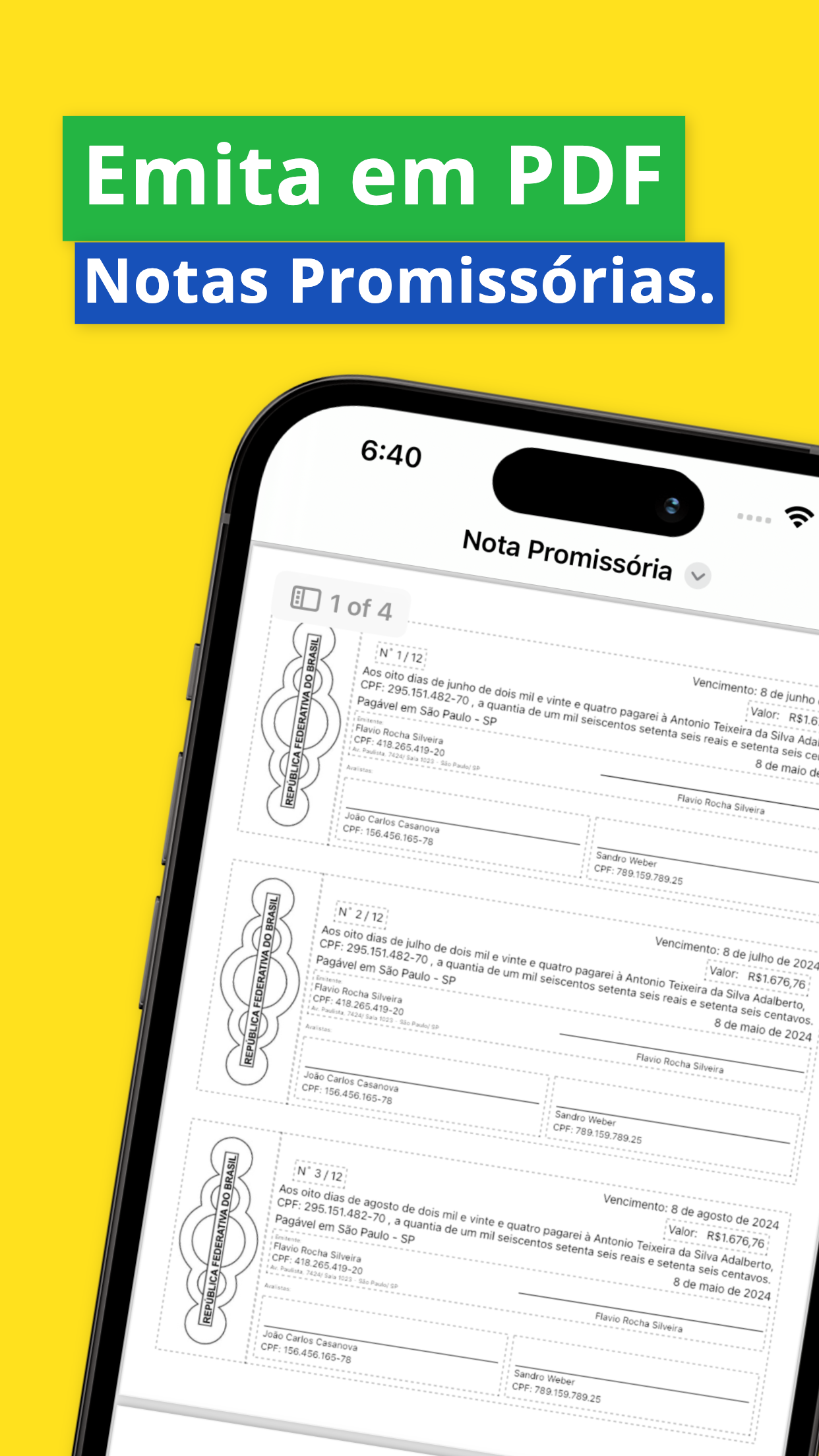 Captura de ecrã 1 da app Notas Promissórias
