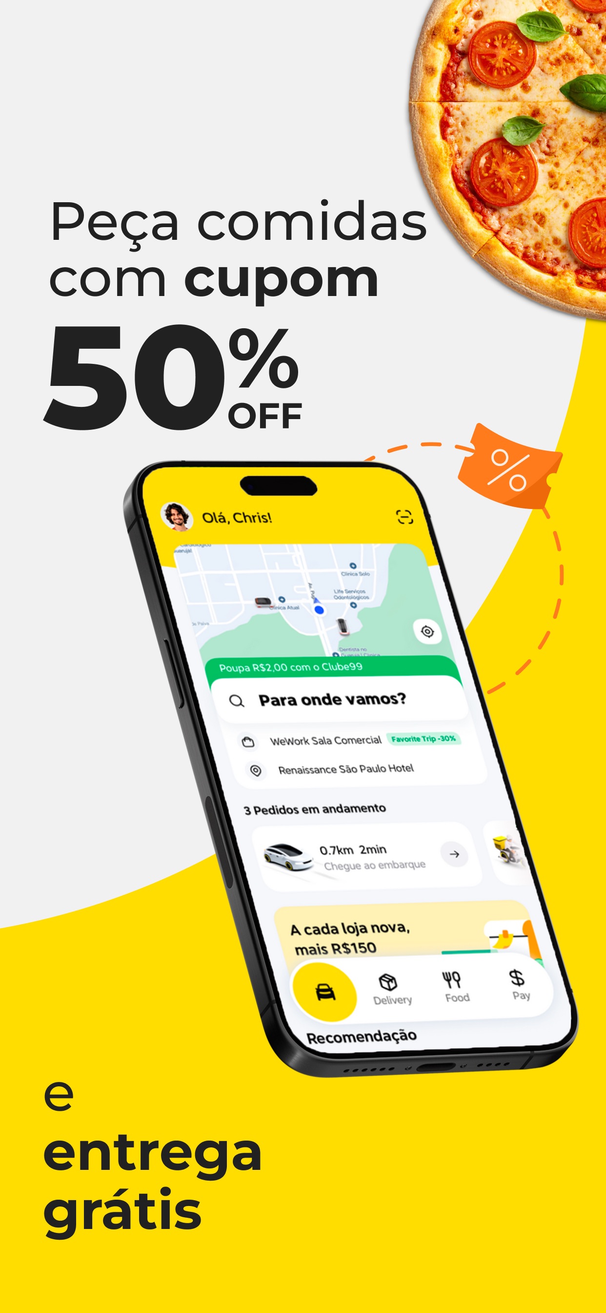 Captura de ecrã 4 da app 99: Corridas, Food, Pay