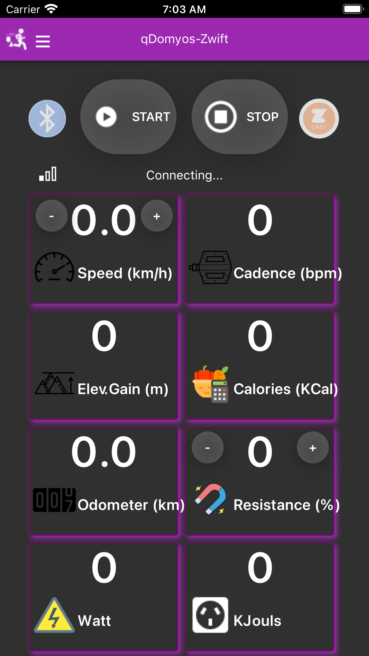 Captura de ecrã 1 da app QZ - qdomyos-zwift