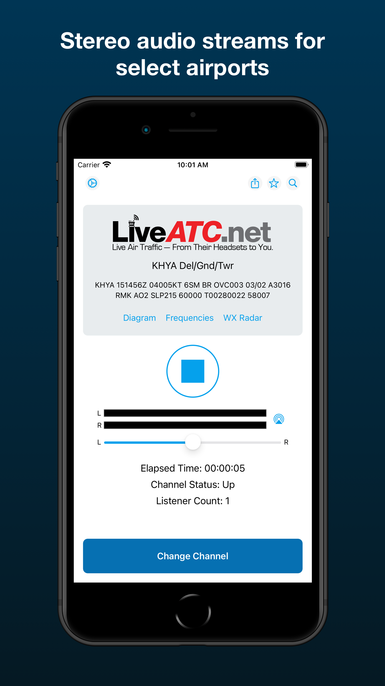 Captura de ecrã 2 da app LiveATC Air Radio