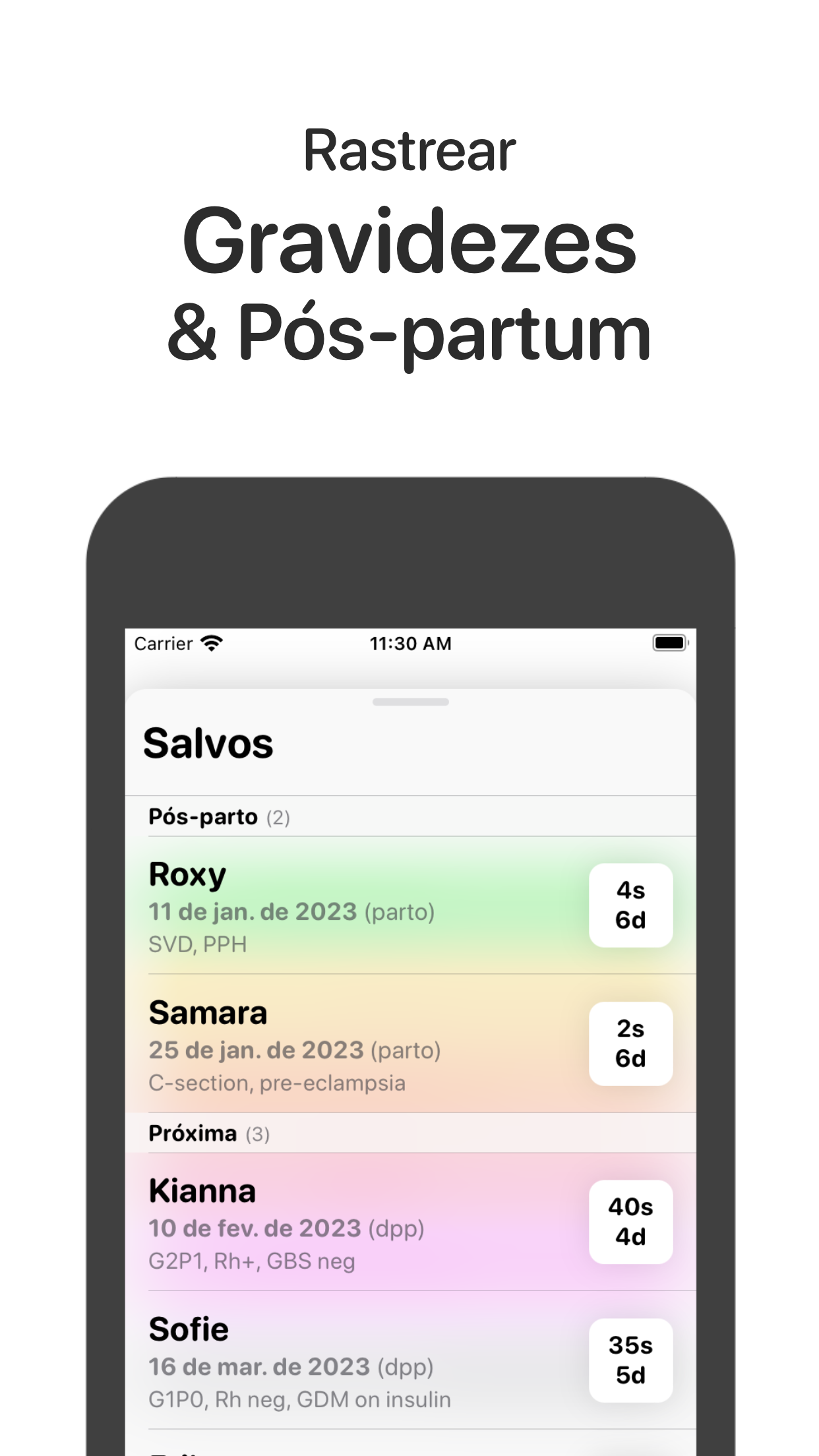 Captura de ecrã 3 da app Gestograma