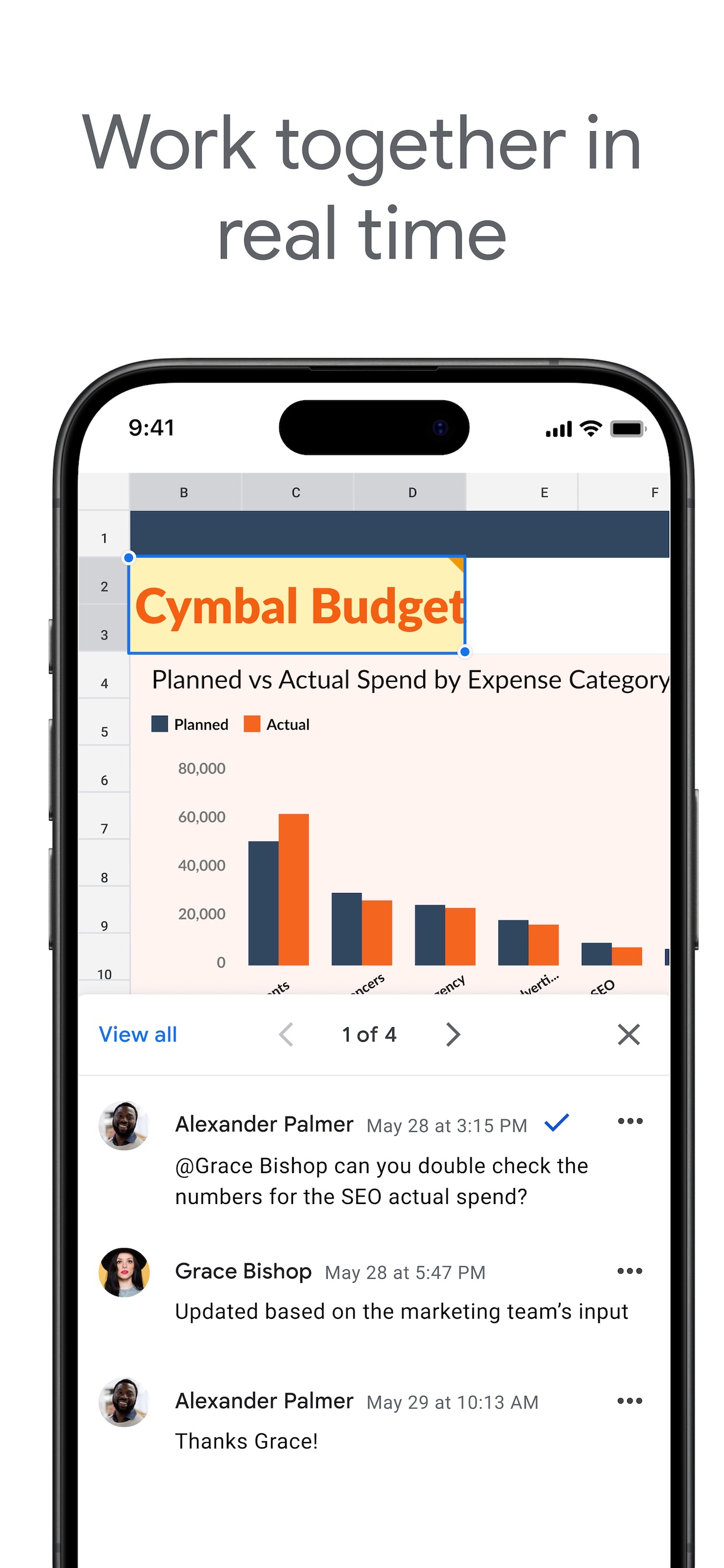 Captura de ecrã 1 da app Google Sheets