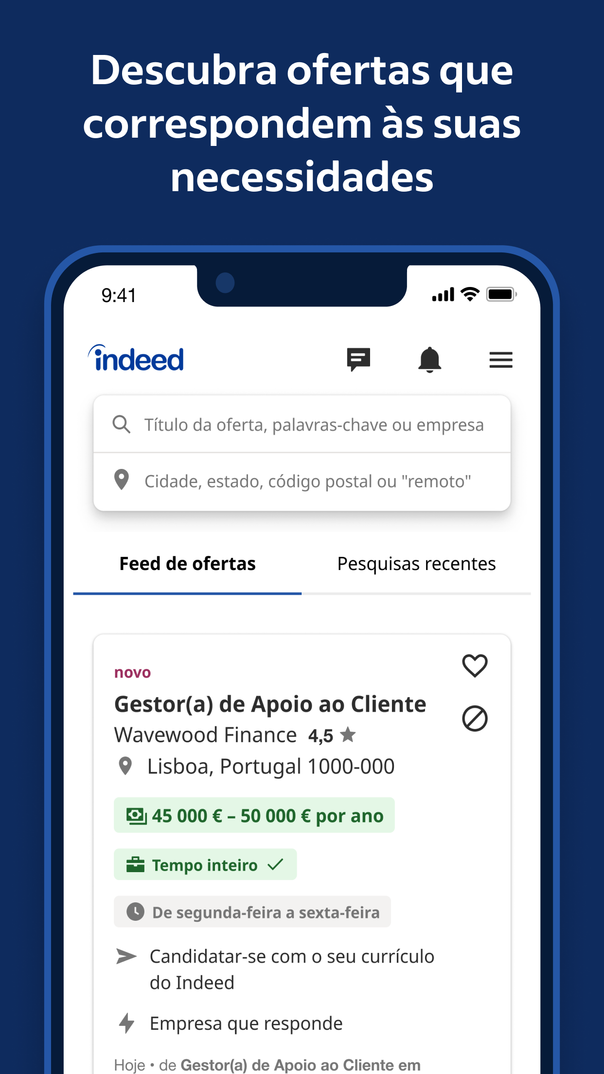 Captura de ecrã 1 da app Indeed Pesquisa de Empregos
