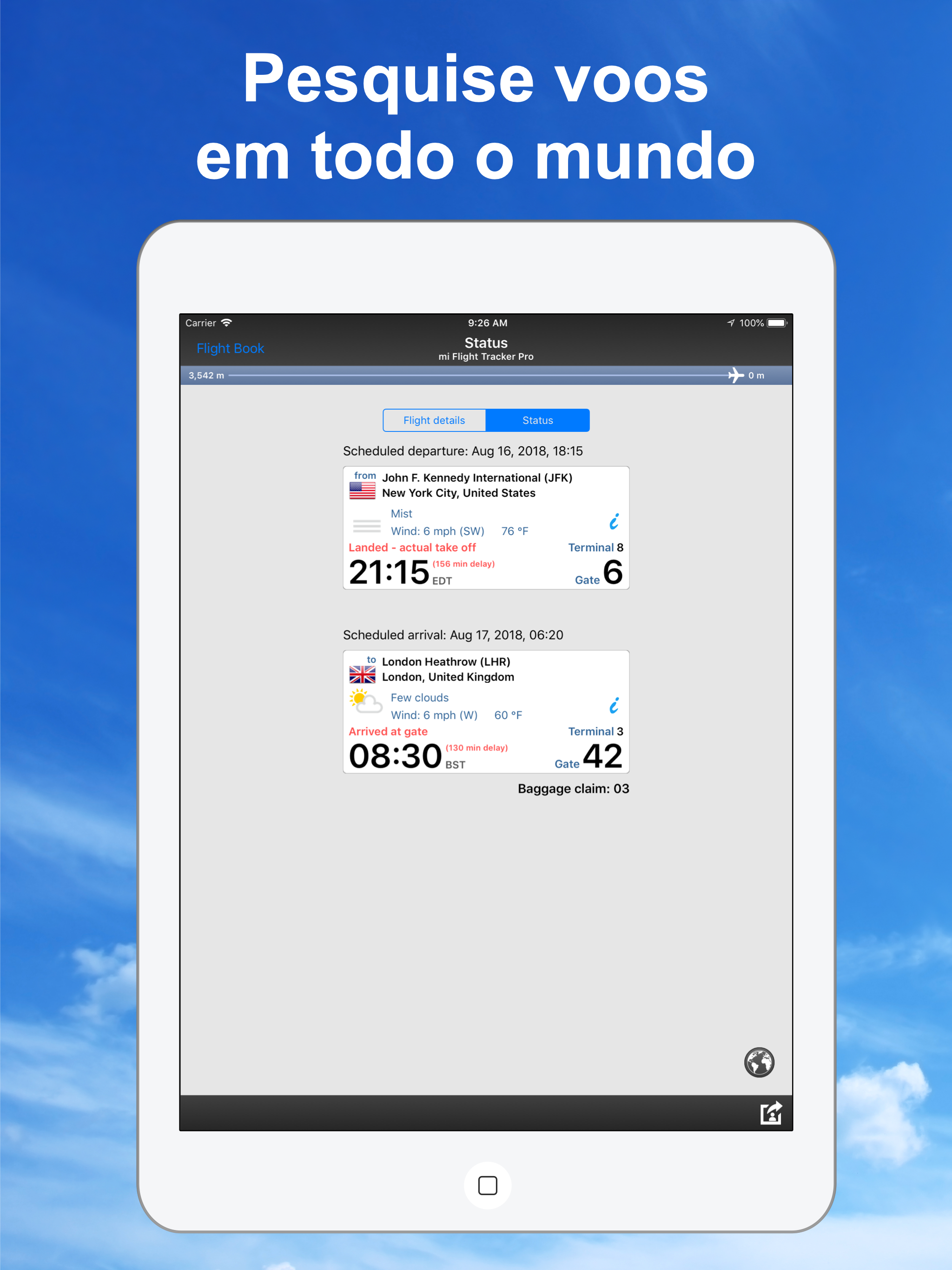 Captura de ecrã 1 da app Flight Tracker Pro | Fly Radar