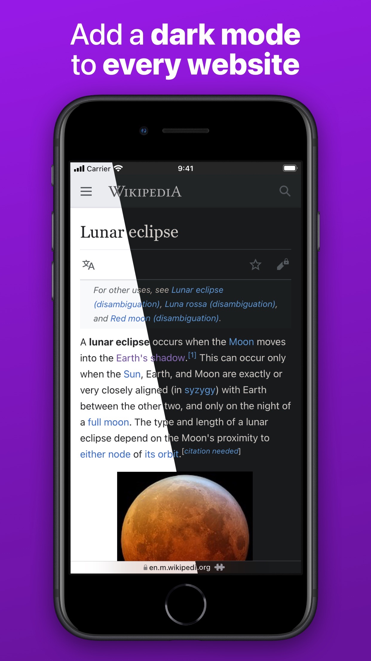 Captura de ecrã 1 da app Noir - Dark Mode for Safari