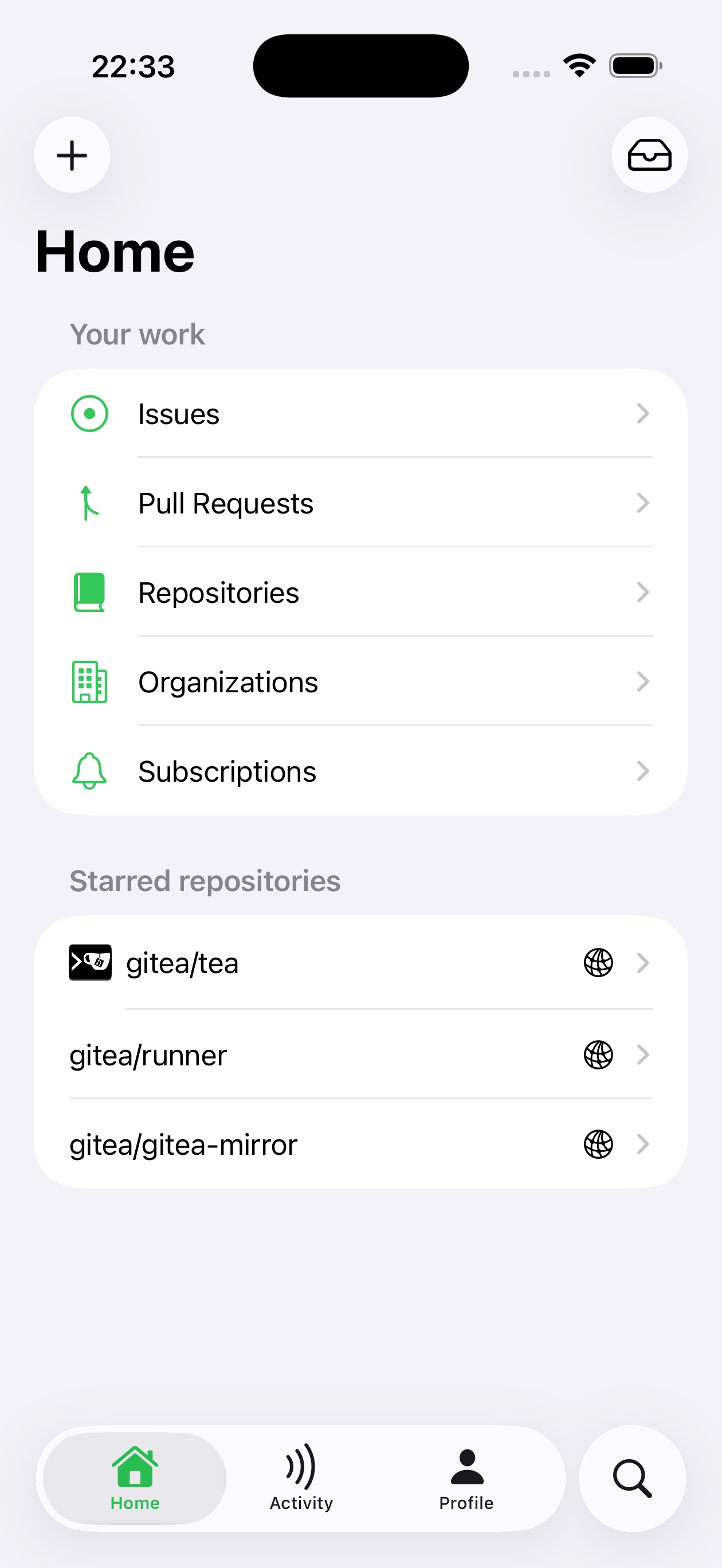 Captura de ecrã 1 da app Cup for Gitea
