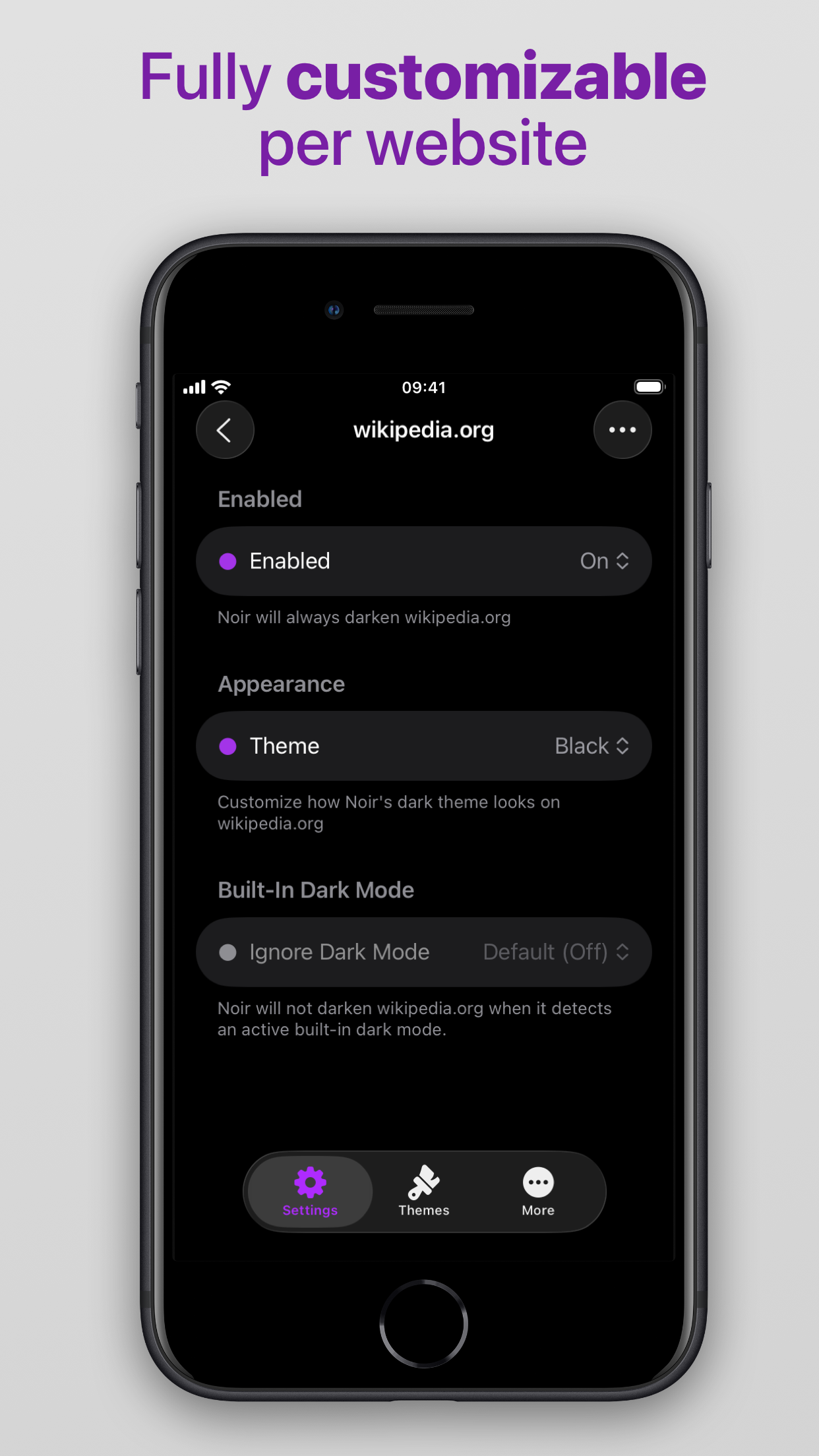 Captura de ecrã 4 da app Noir - Dark Mode for Safari