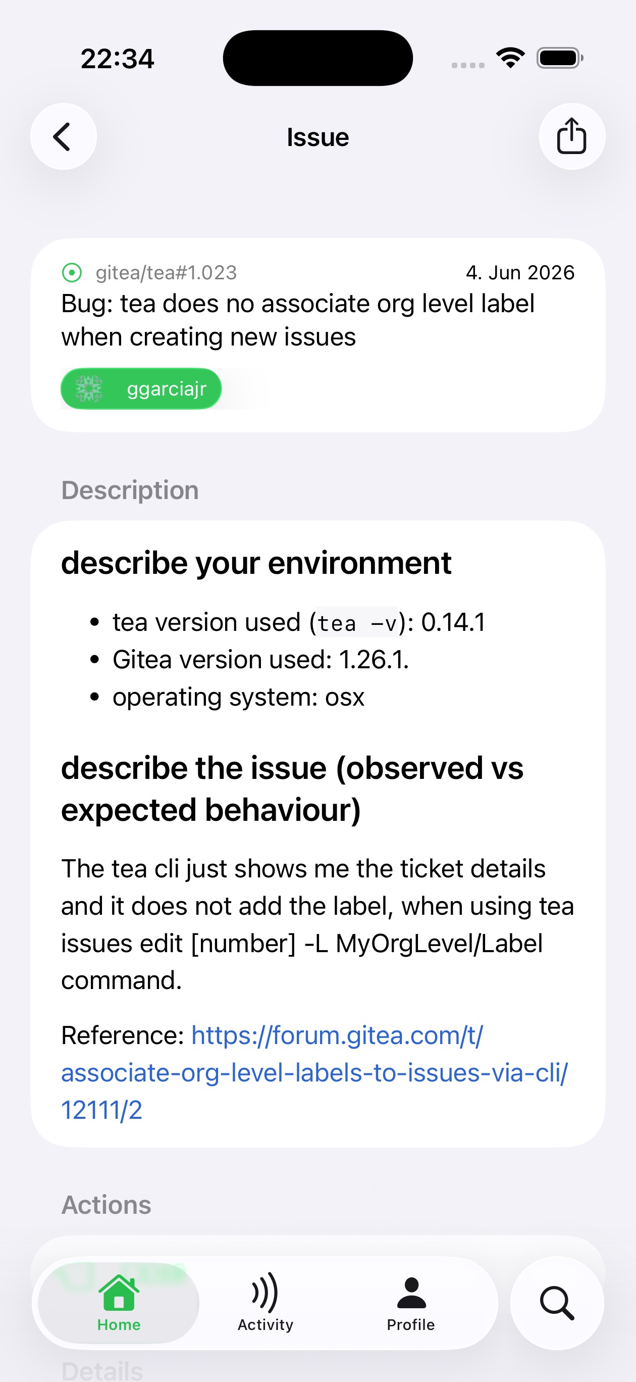 Captura de ecrã 3 da app Cup for Gitea