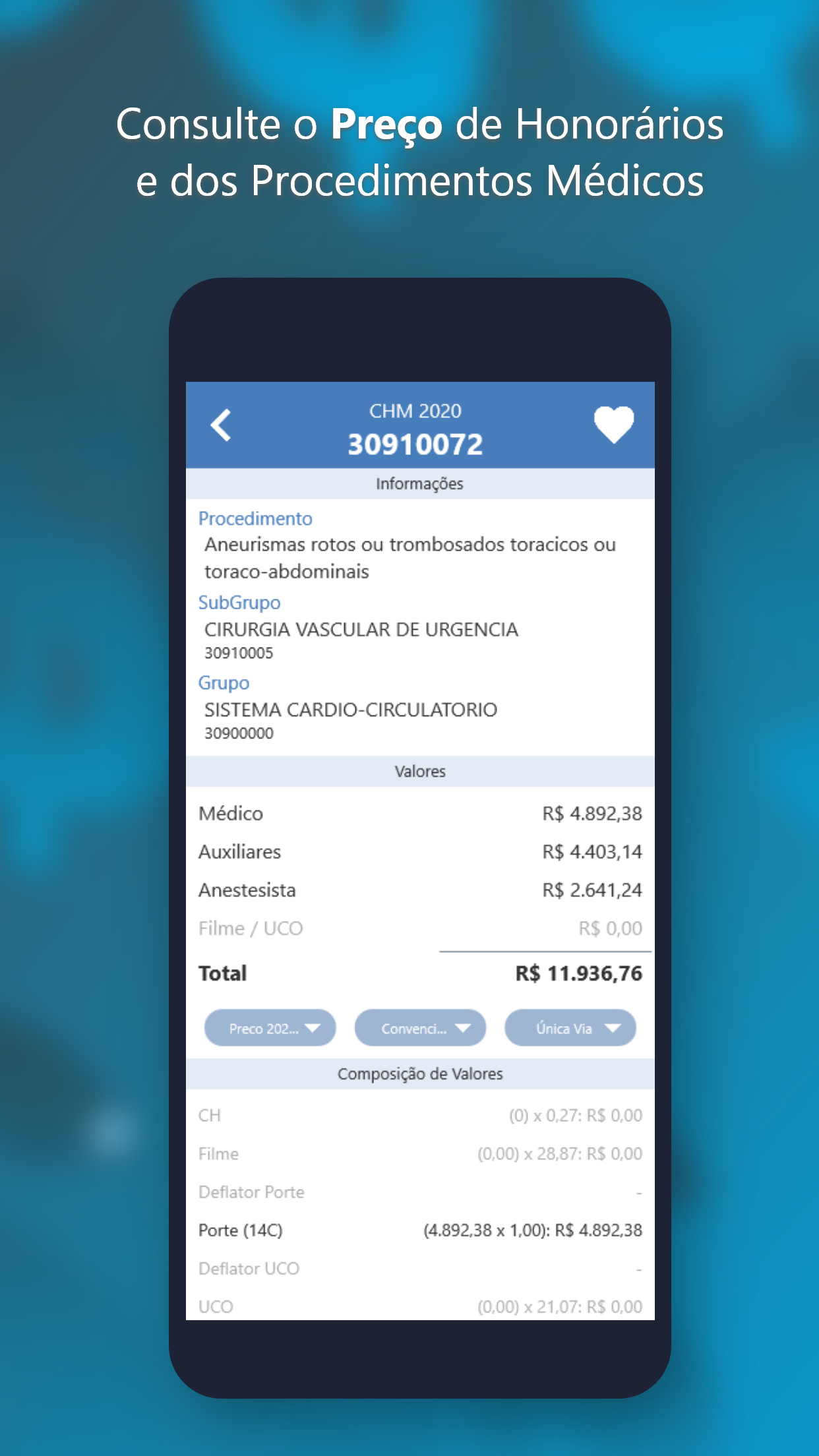 Captura de ecrã 2 da app PMED - Preço Médico TUSS CBHPM