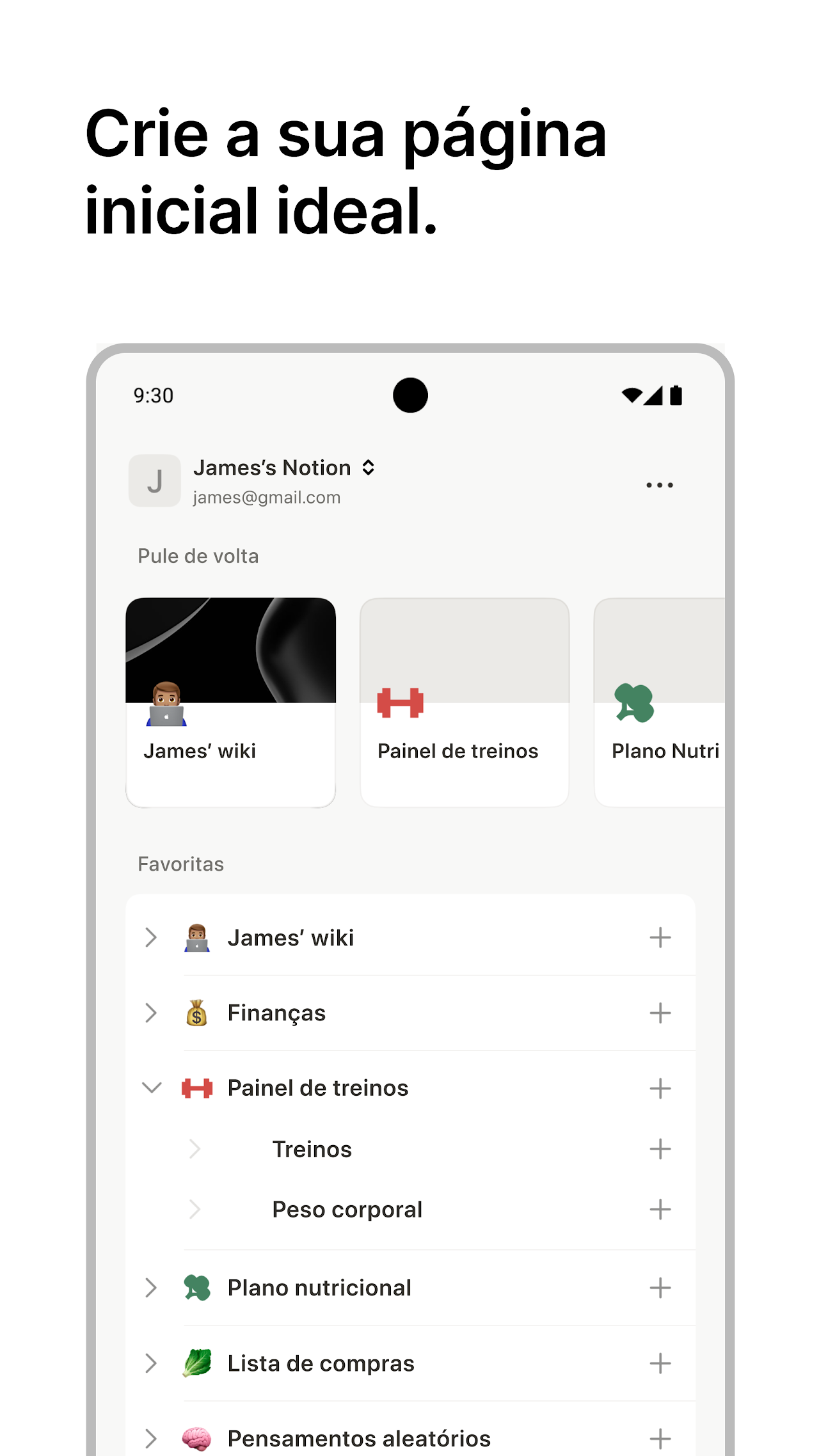 Captura de ecrã 2 da app Notion: notas, tarefas e IA