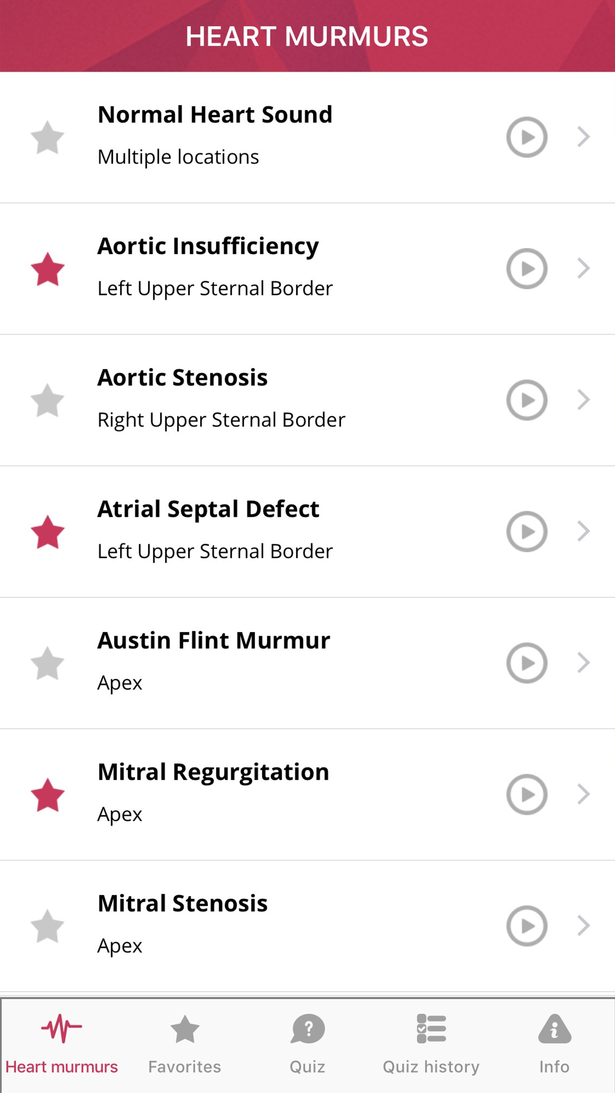 Captura de ecrã 1 da app Heart Murmurs Pro