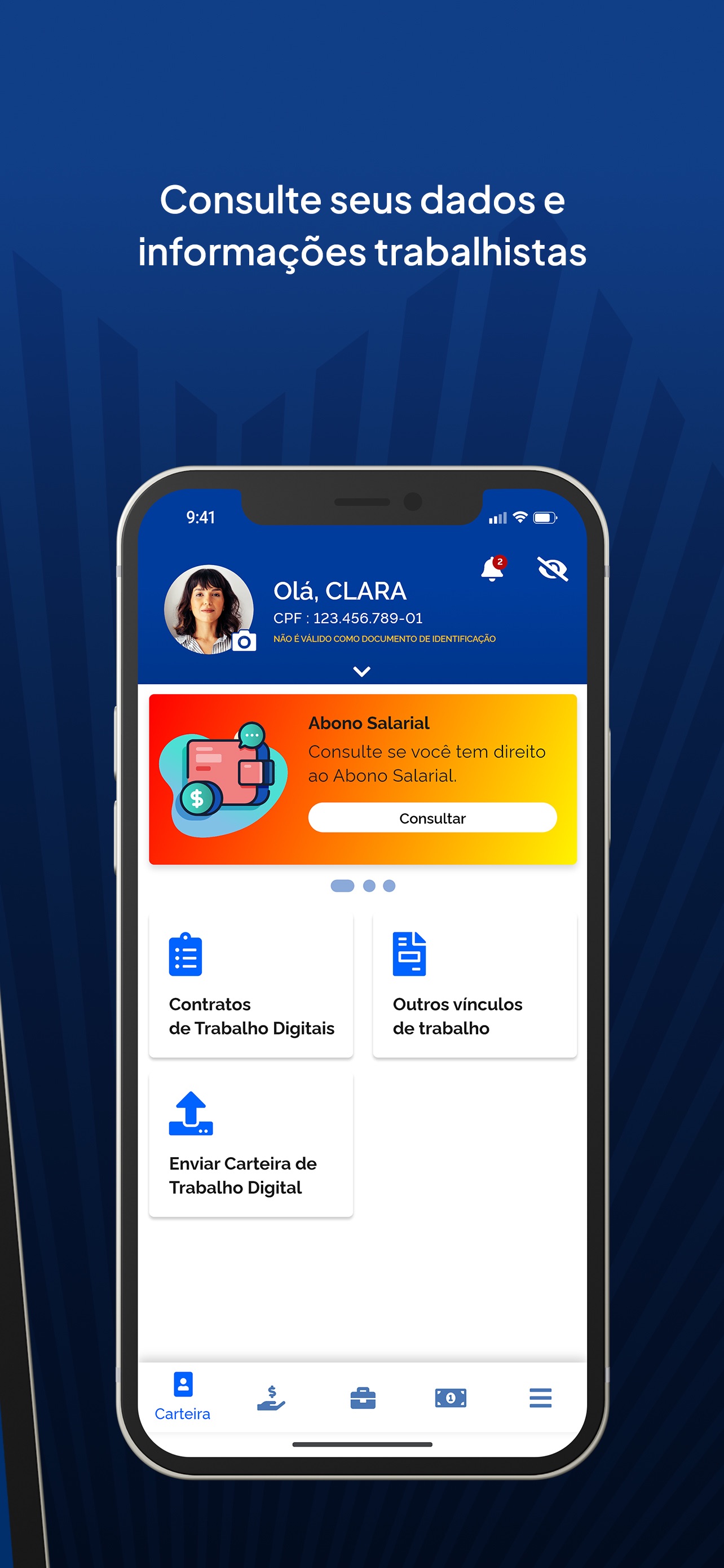 Captura de ecrã 2 da app Carteira de Trabalho Digital