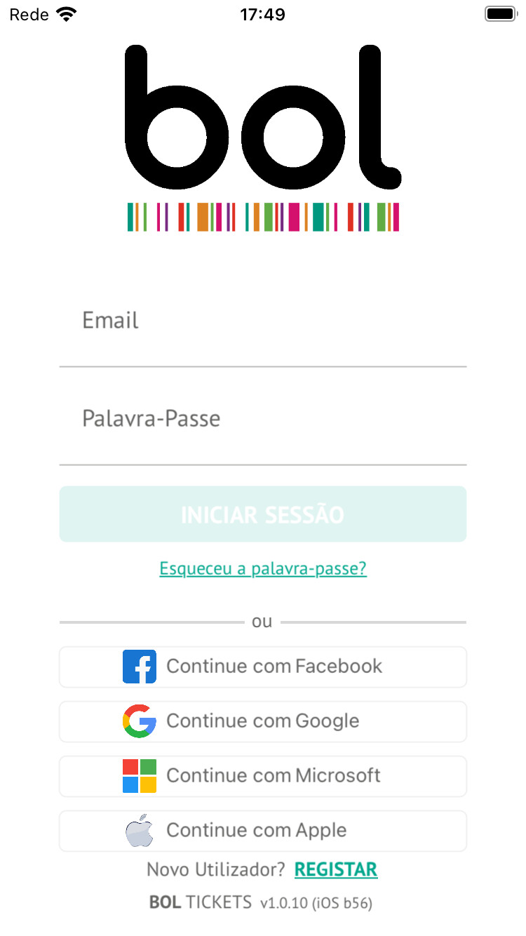 Captura de ecrã 1 da app BOL Tickets