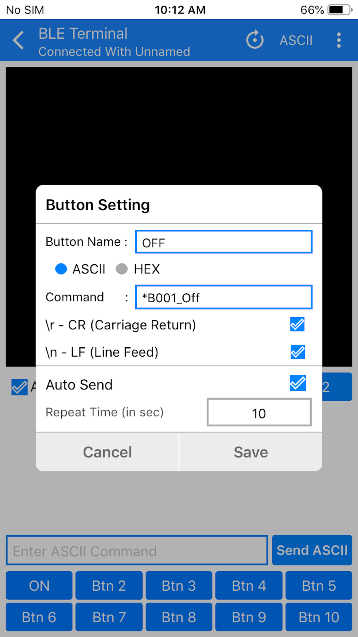 Captura de ecrã 3 da app BLE Terminal HM-10