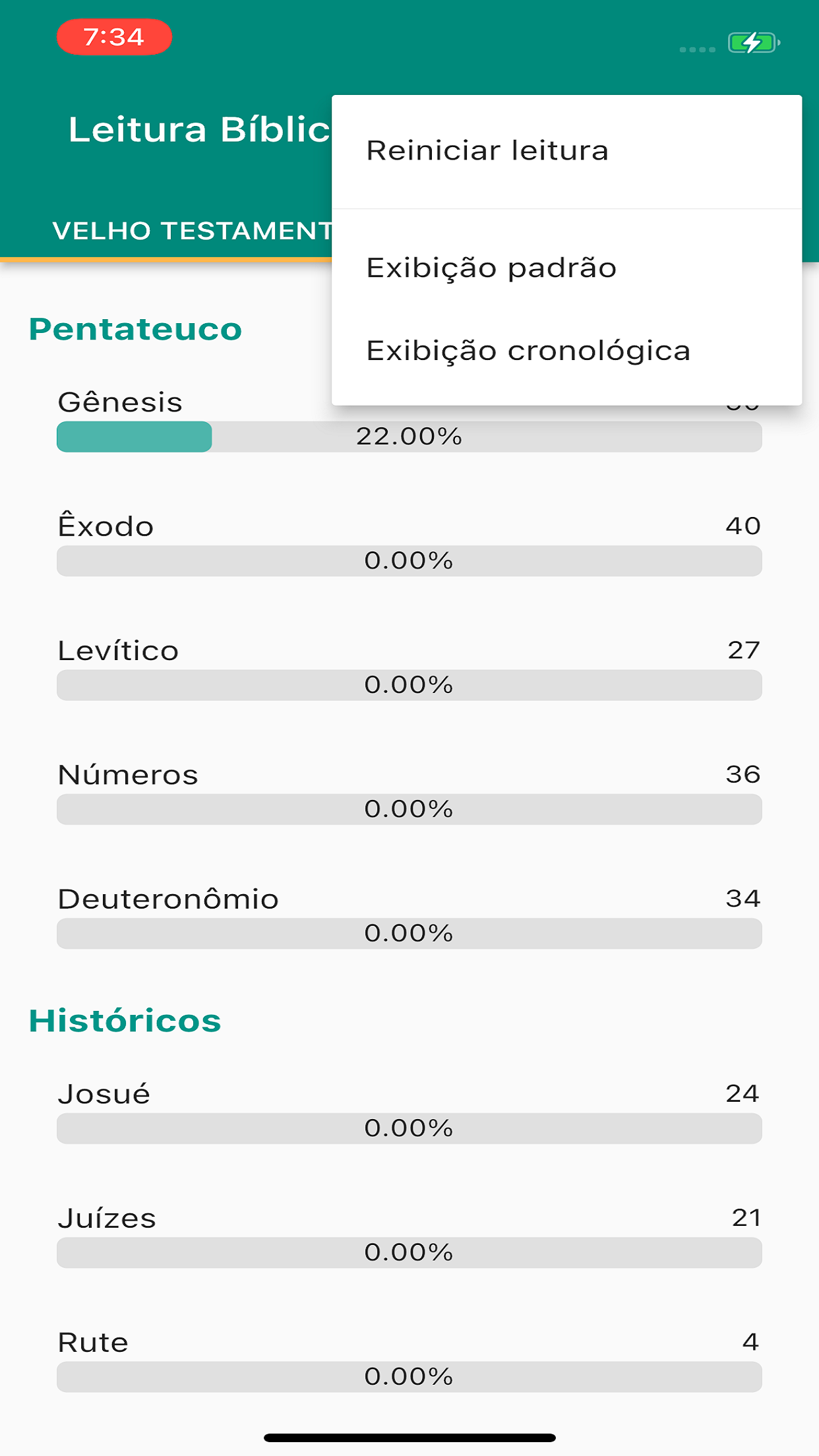 Captura de ecrã 2 da app Controle de Leitura da Bíblia