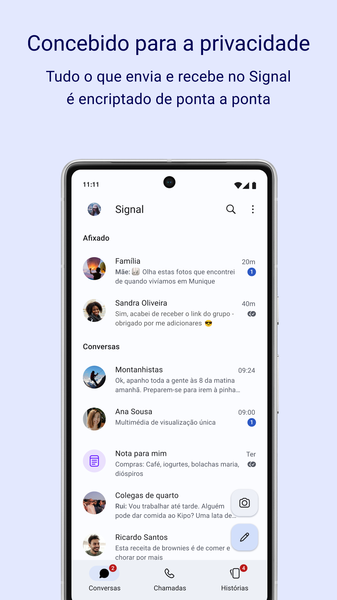 Captura de ecrã 1 da app Signal - Mensagens Privadas